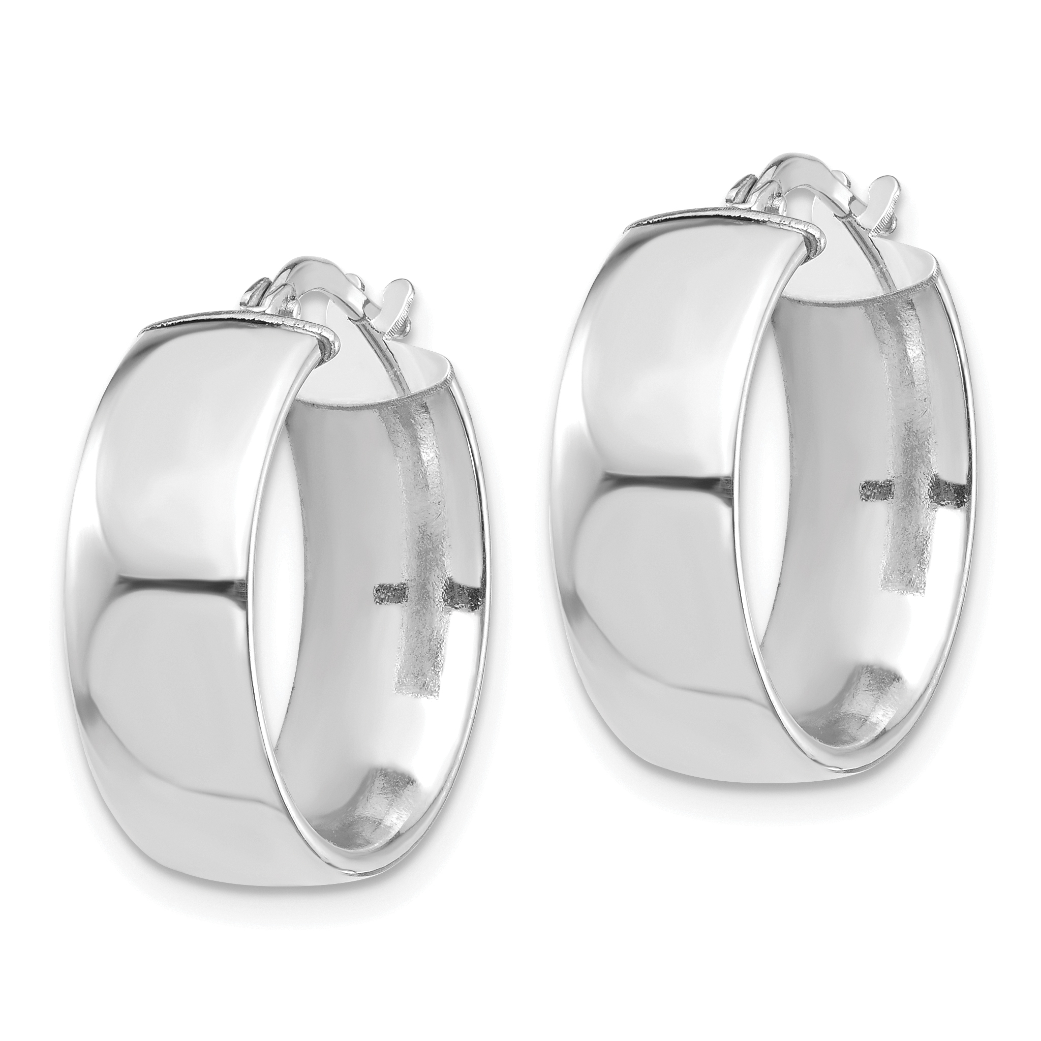  14 mm 10k White Gold 7mm Gold Tube Hoop Earrings  Unknown Friendly Weight 10K white gold - view 4