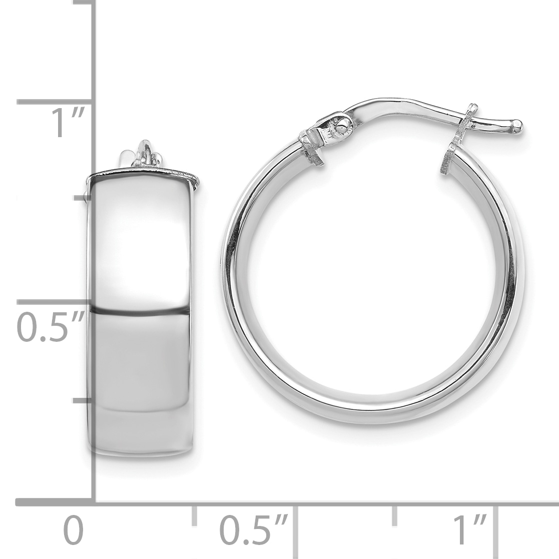  14 mm 10k White Gold 7mm Gold Tube Hoop Earrings  Unknown Friendly Weight 10K white gold - view 5