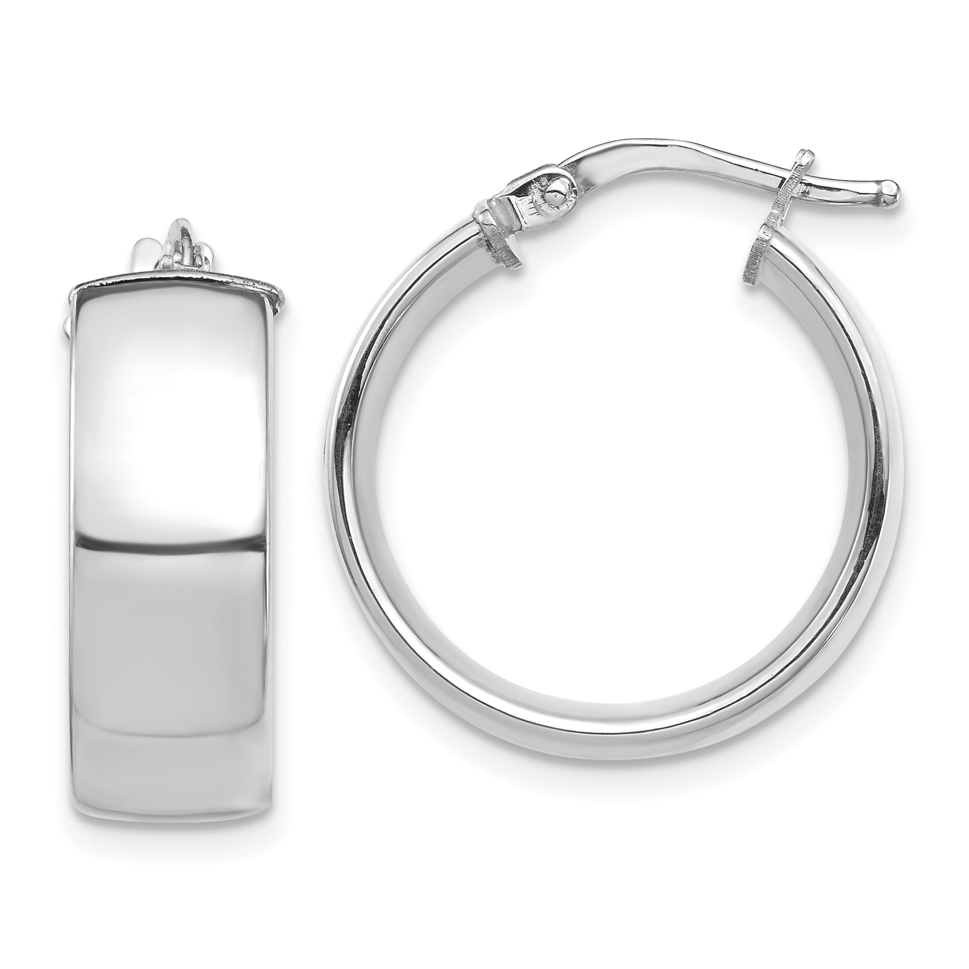  14 mm 10k White Gold 7mm Gold Tube Hoop Earrings  Unknown Friendly Weight 10K white gold - view 6