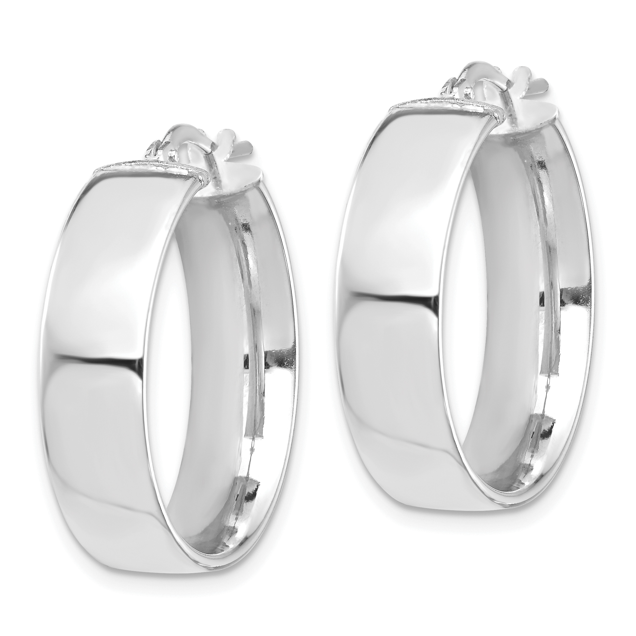 14 mm 10k White Gold 7mm Gold Tube Hoop Earrings  Unknown Friendly Weight 10K white gold - view 7