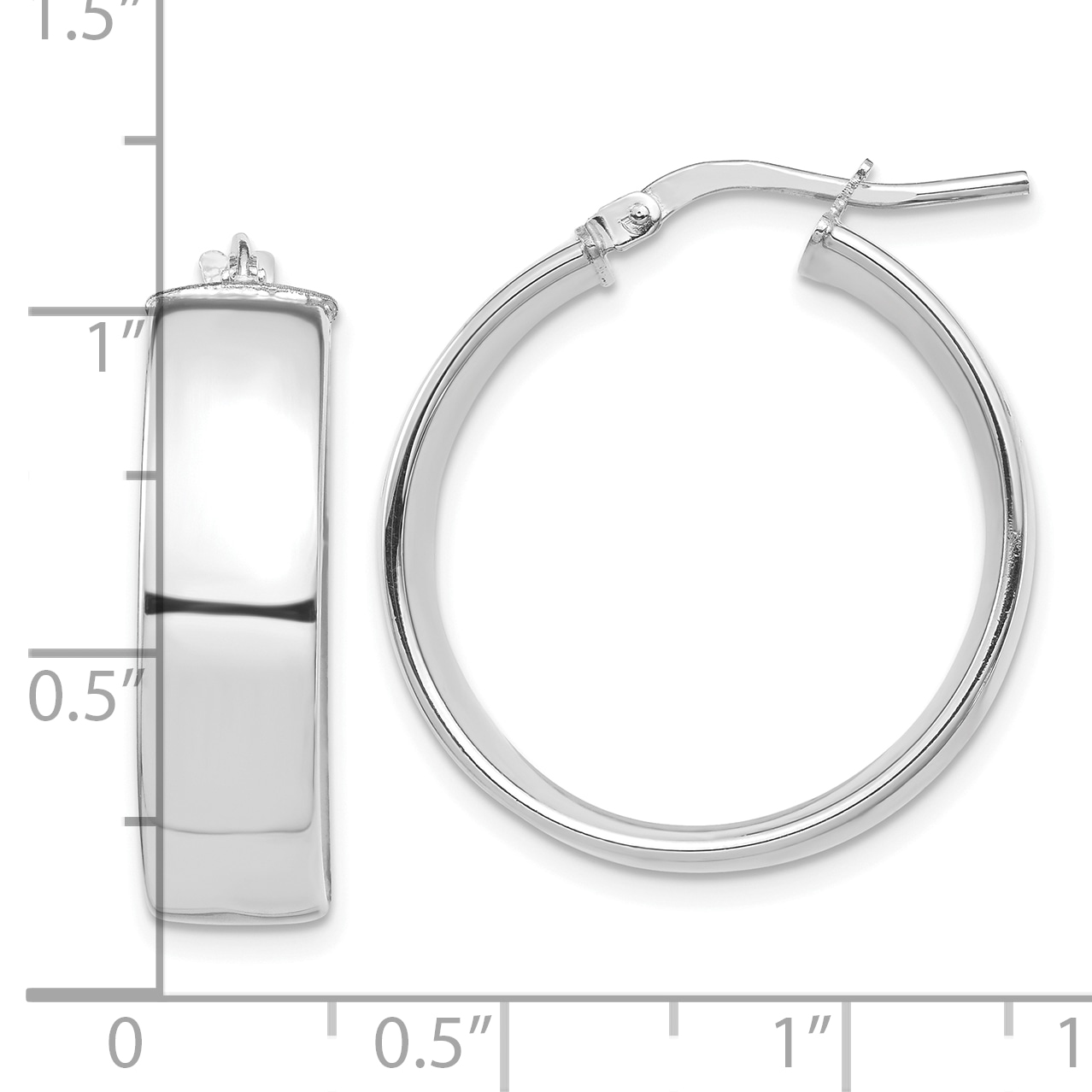  14 mm 10k White Gold 7mm Gold Tube Hoop Earrings  Unknown Friendly Weight 10K white gold - view 8