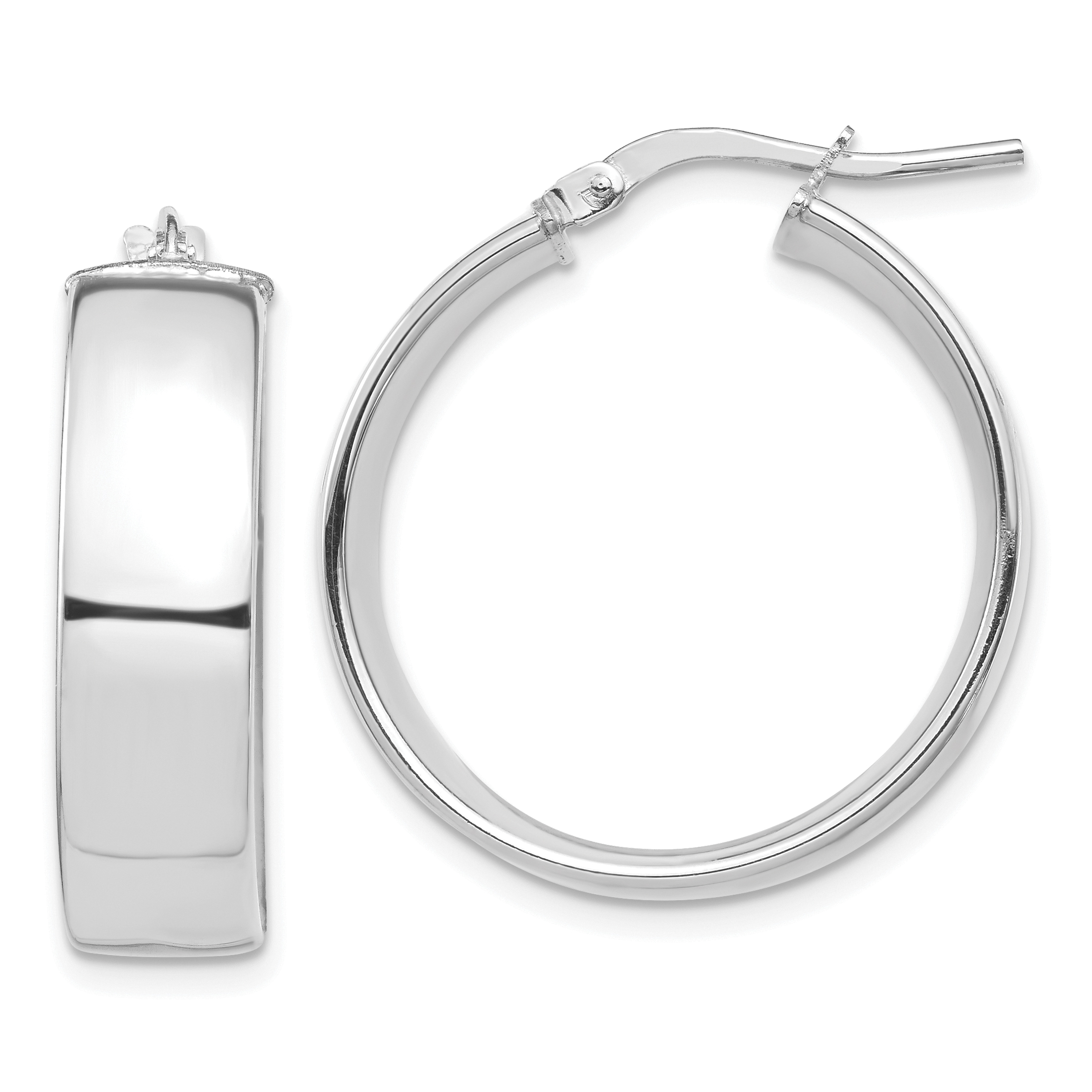  14 mm 10k White Gold 7mm Gold Tube Hoop Earrings  Unknown Friendly Weight 10K white gold - view 9