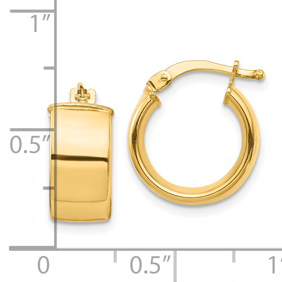  14 mm 10k Yellow Gold 7mm Gold Tube Hoop Earrings  Unknown Friendly Weight 10K yellow gold - view 3