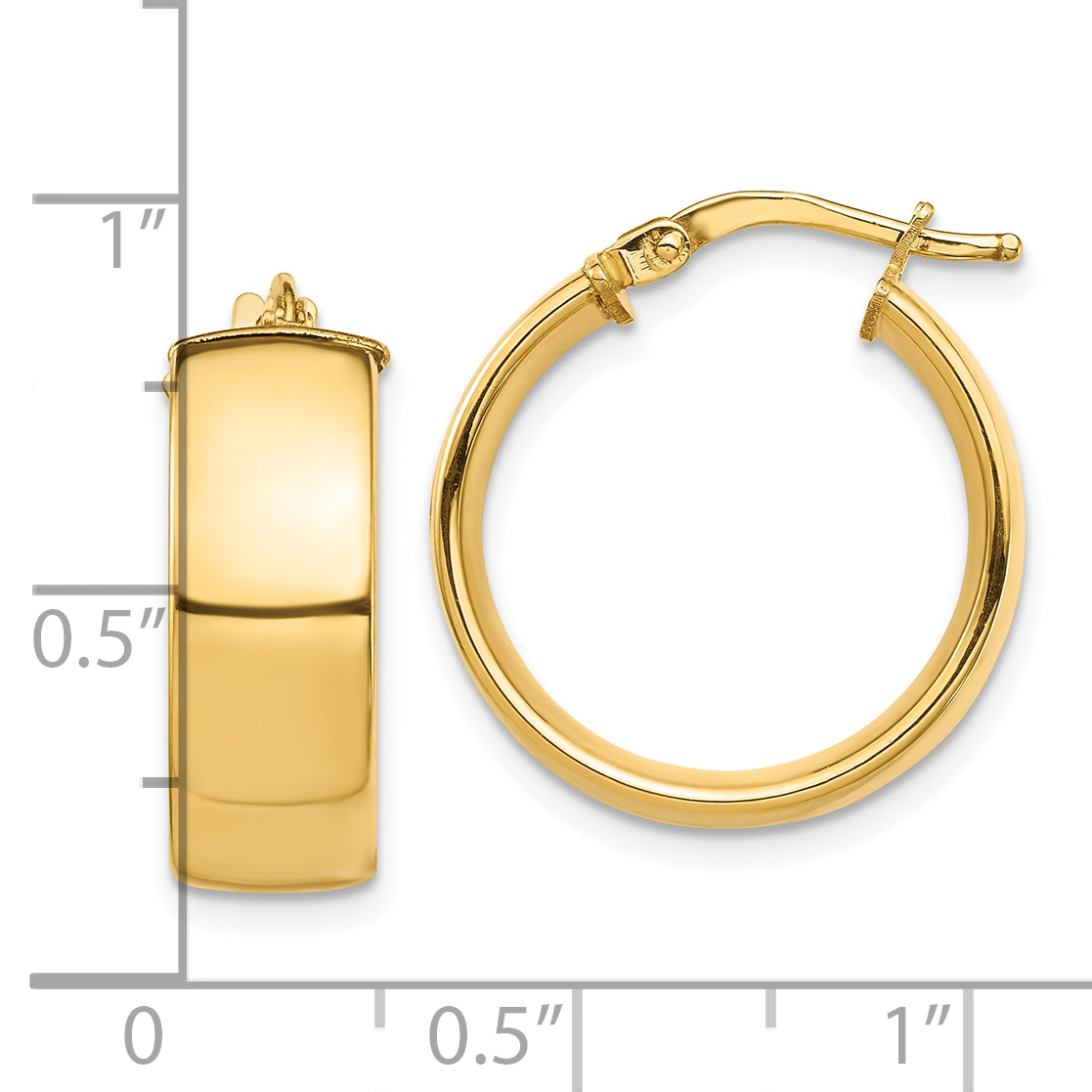  14 mm 10k Yellow Gold 7mm Gold Tube Hoop Earrings  Unknown Friendly Weight 10K yellow gold - view 6