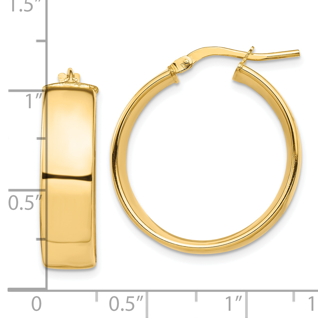  14 mm 10k Yellow Gold 7mm Gold Tube Hoop Earrings  Unknown Friendly Weight 10K yellow gold - view 10
