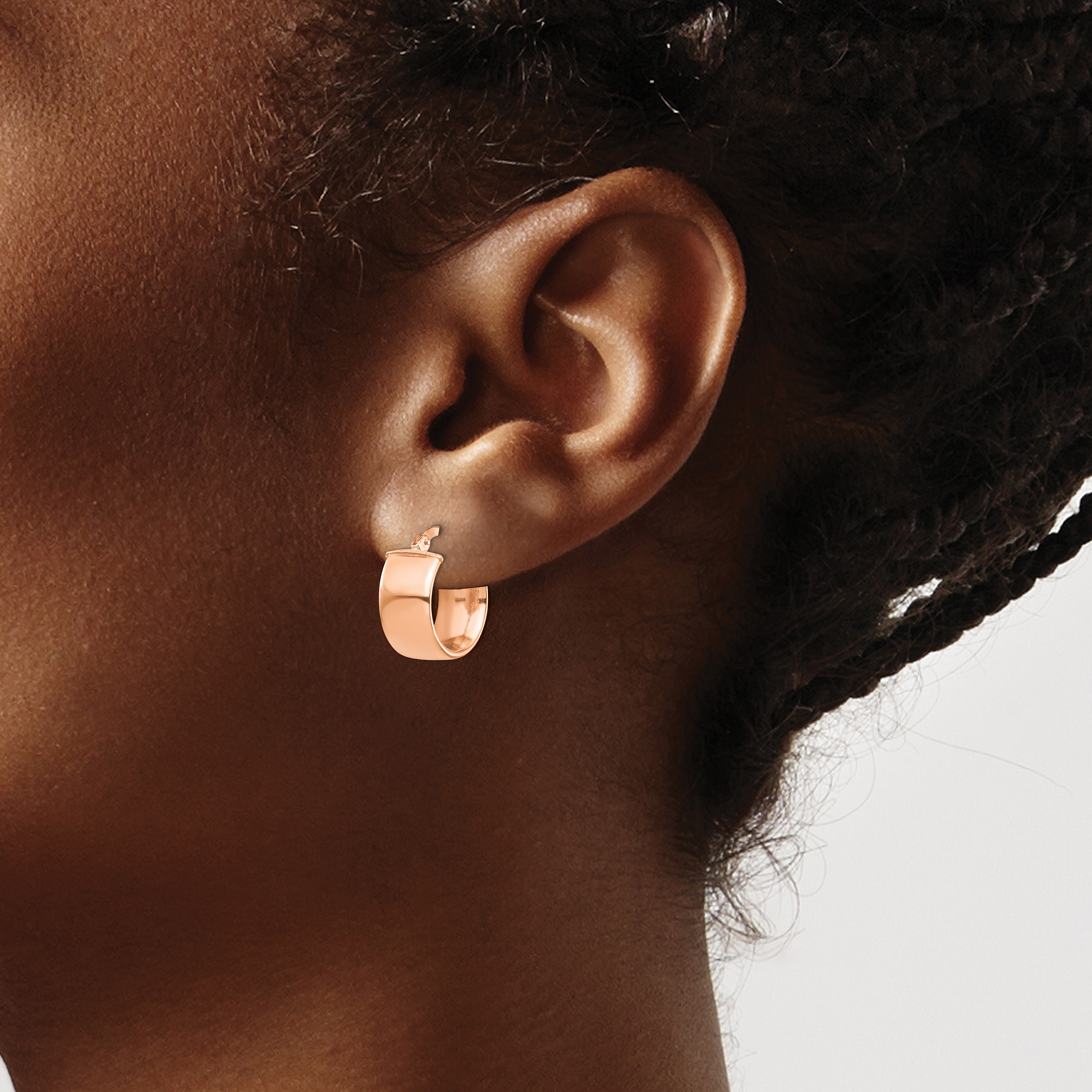  14 mm 14k Rose Gold 7mm Gold Tube Hoop Earrings  Unknown Friendly Weight 14K rose gold - view 2