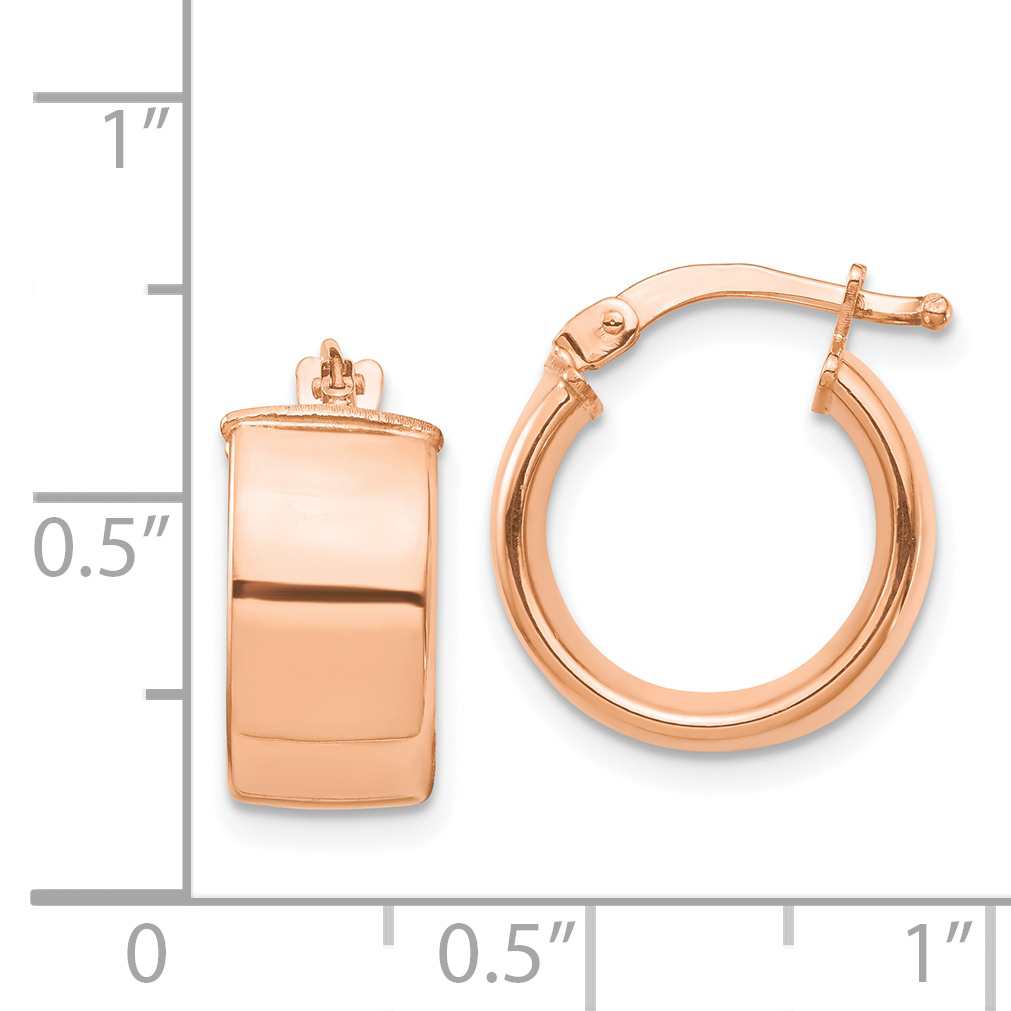  14 mm 14k Rose Gold 7mm Gold Tube Hoop Earrings  Unknown Friendly Weight 14K rose gold - view 3