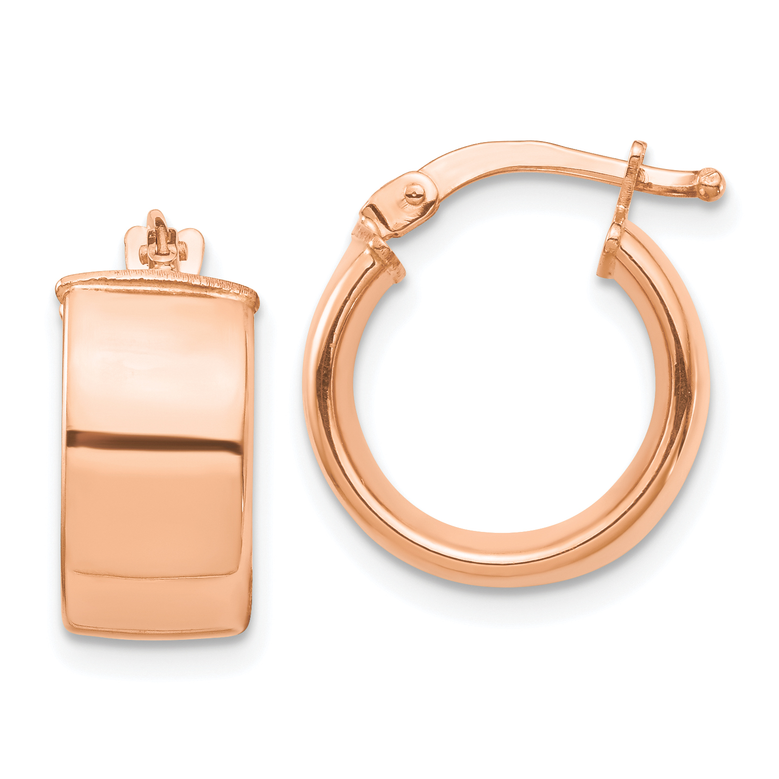 14 mm 14k Rose Gold 7mm Gold Tube Hoop Earrings  Unknown Friendly Weight 14K rose gold - view 4