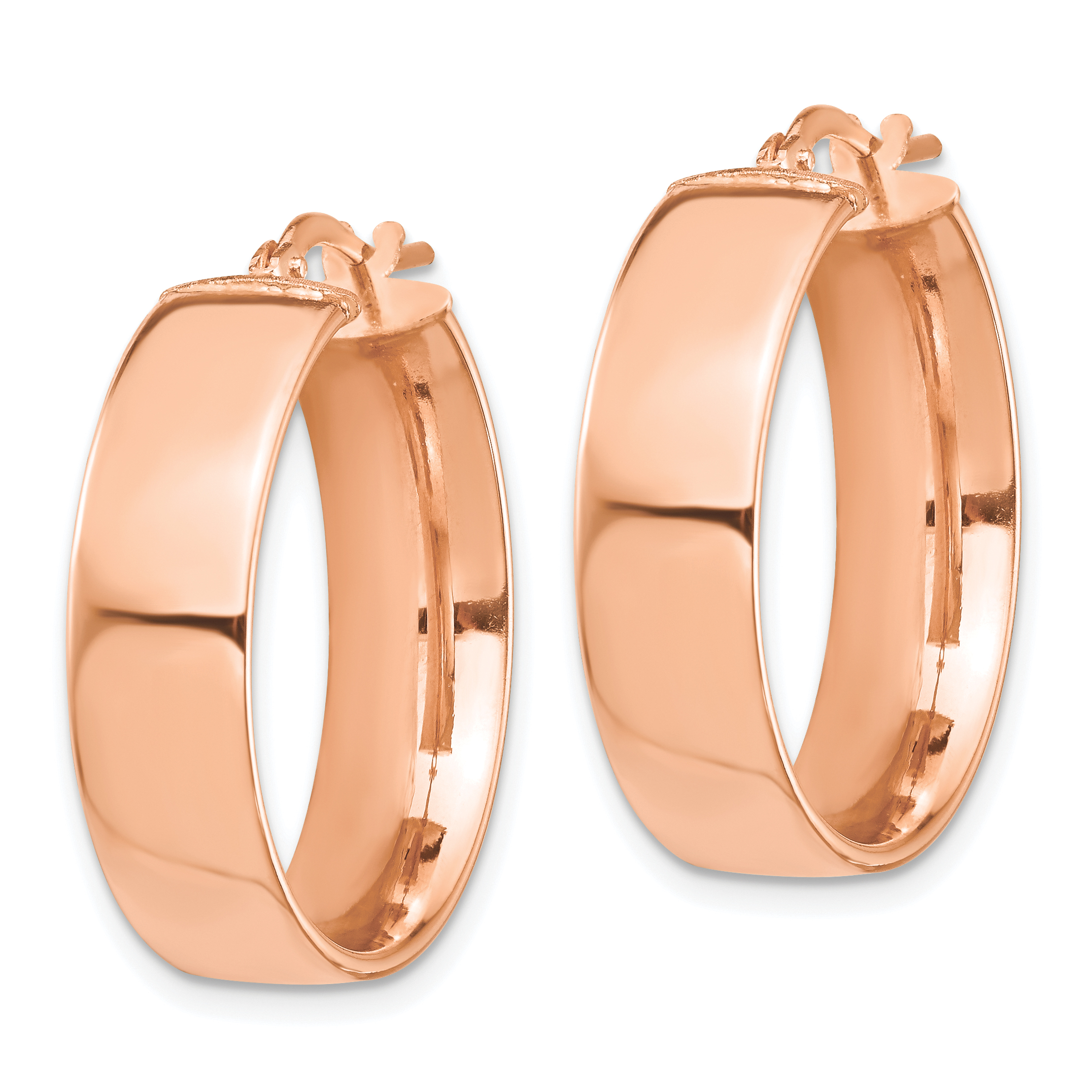  14 mm 14k Rose Gold 7mm Gold Tube Hoop Earrings  Unknown Friendly Weight 14K rose gold - view 5