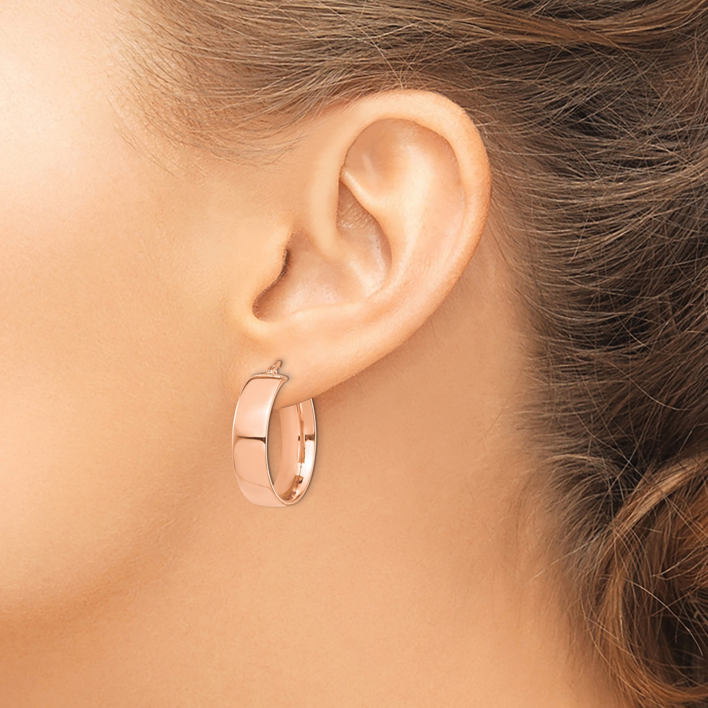  14 mm 14k Rose Gold 7mm Gold Tube Hoop Earrings  Unknown Friendly Weight 14K rose gold - view 6