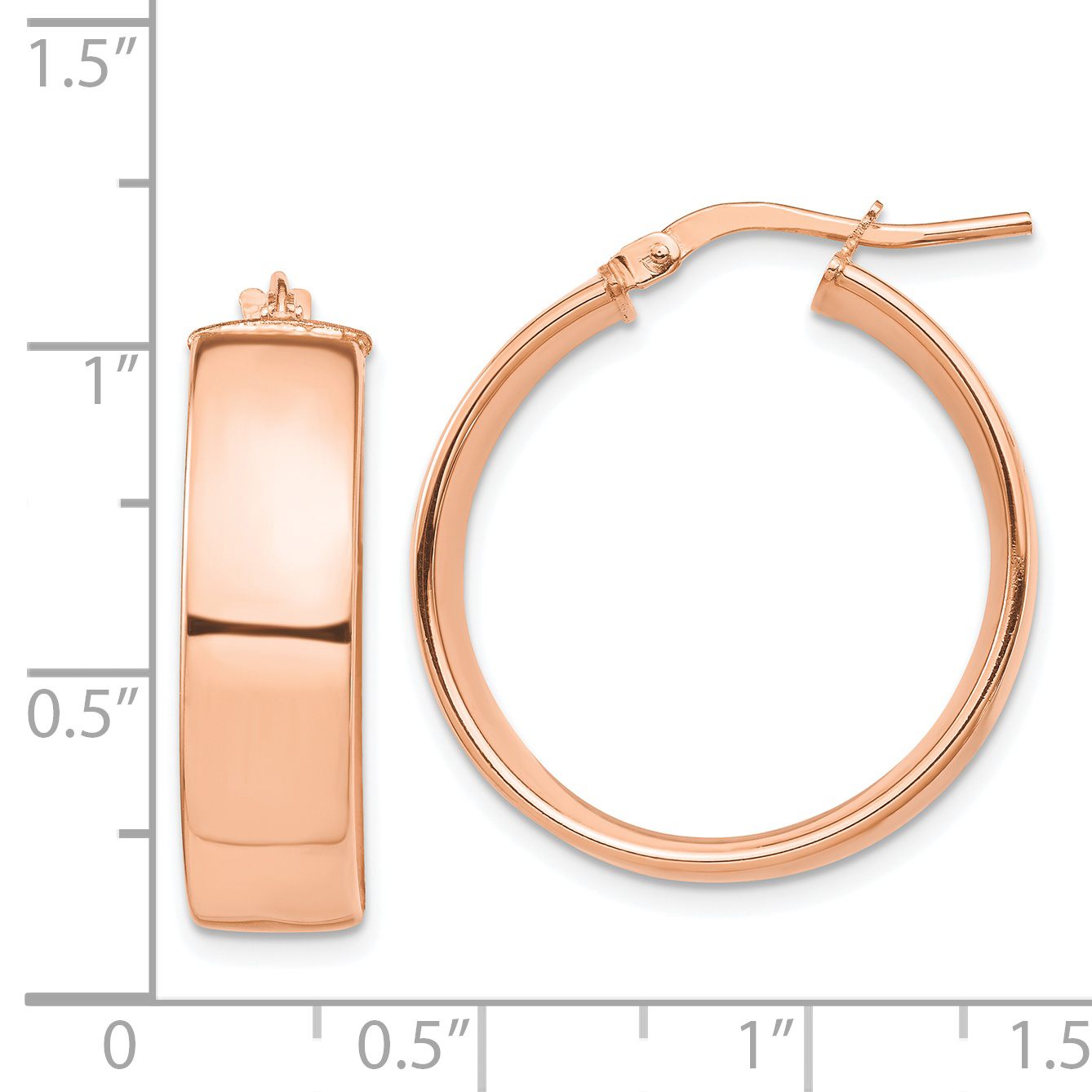  14 mm 14k Rose Gold 7mm Gold Tube Hoop Earrings  Unknown Friendly Weight 14K rose gold - view 7