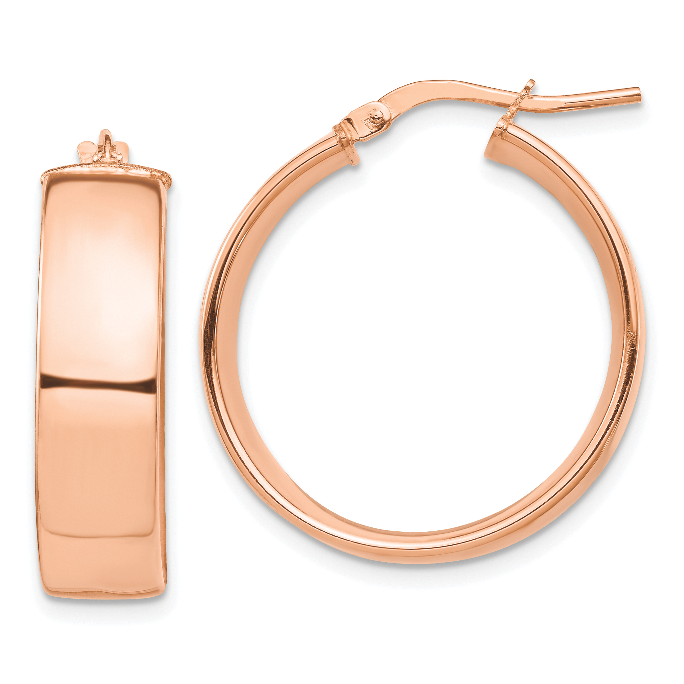  14 mm 14k Rose Gold 7mm Gold Tube Hoop Earrings  Unknown Friendly Weight 14K rose gold - view 8