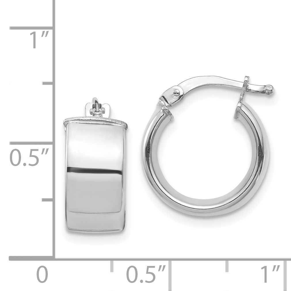  14 mm 14k White Gold 7mm Gold Tube Hoop Earrings  Unknown Friendly Weight 14K white gold - view 3