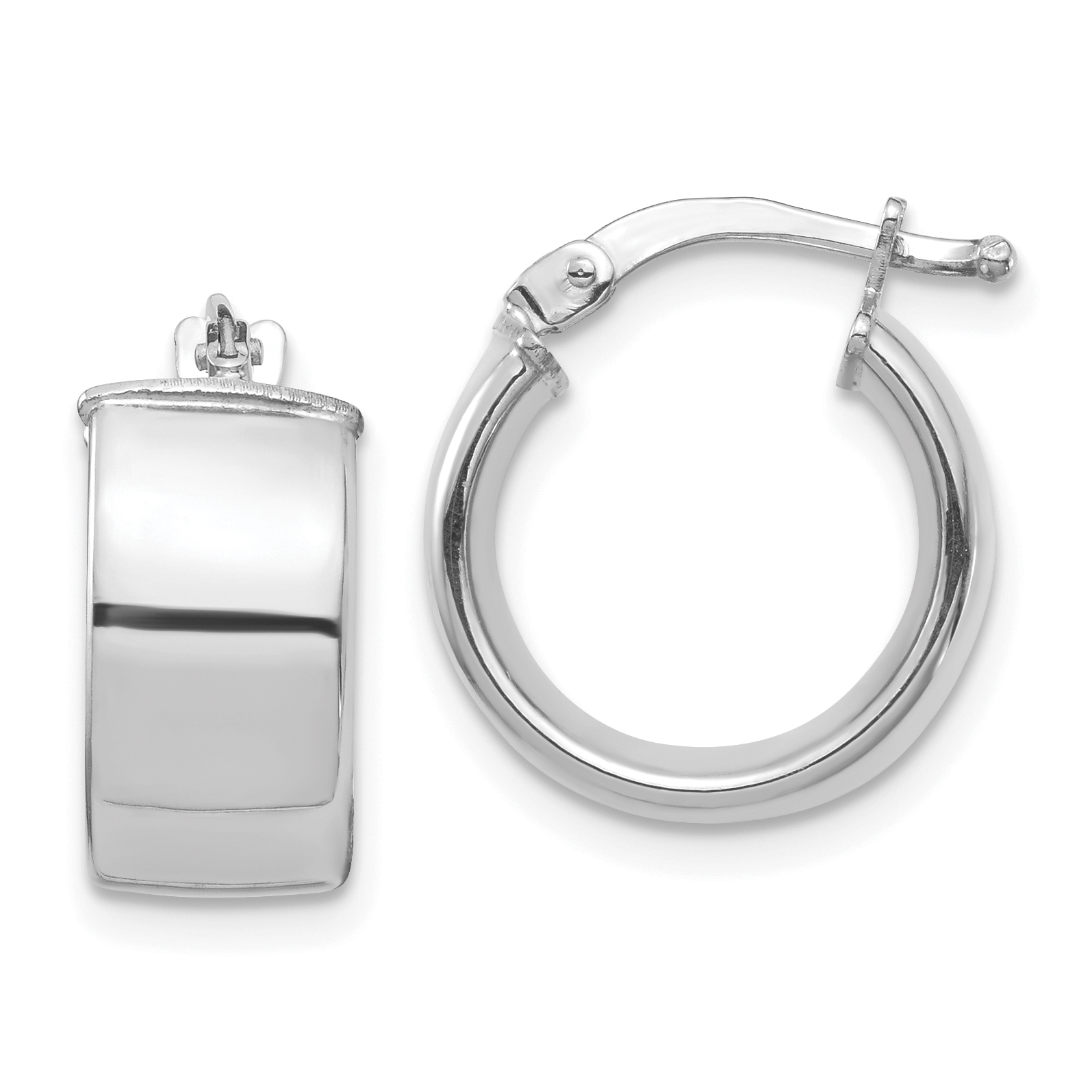 14 mm 14k White Gold 7mm Gold Tube Hoop Earrings  Unknown Friendly Weight 14K white gold - view 4