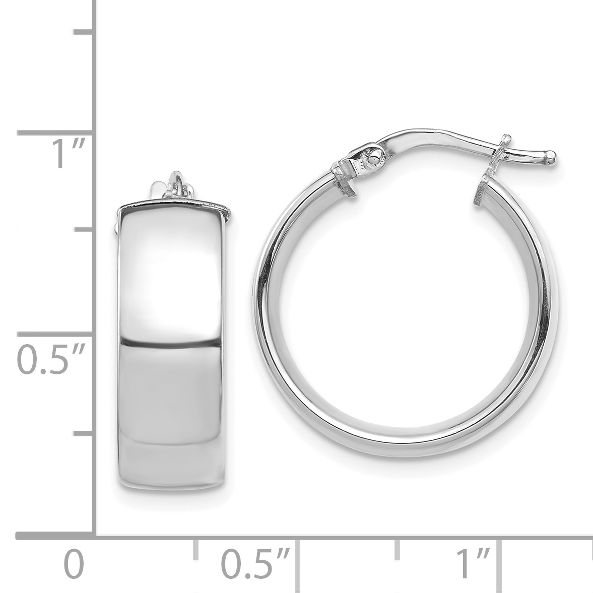  14 mm 14k White Gold 7mm Gold Tube Hoop Earrings  Unknown Friendly Weight 14K white gold - view 7