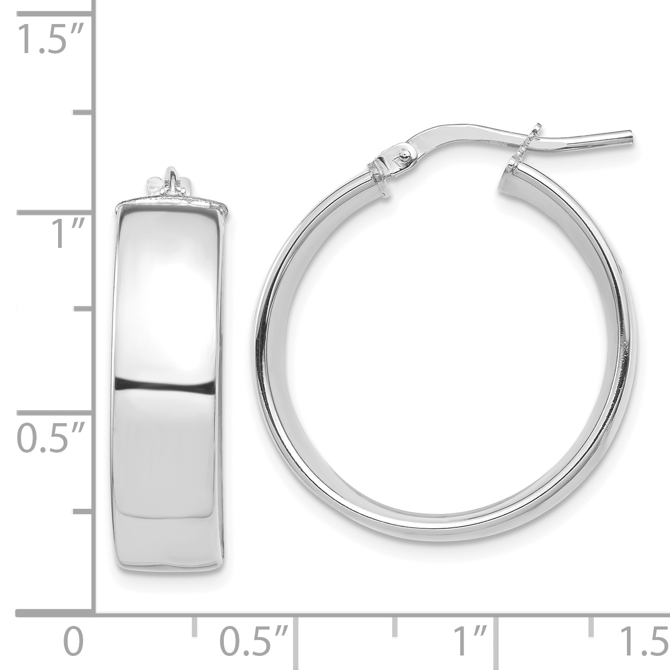  14 mm 14k White Gold 7mm Gold Tube Hoop Earrings  Unknown Friendly Weight 14K white gold - view 12