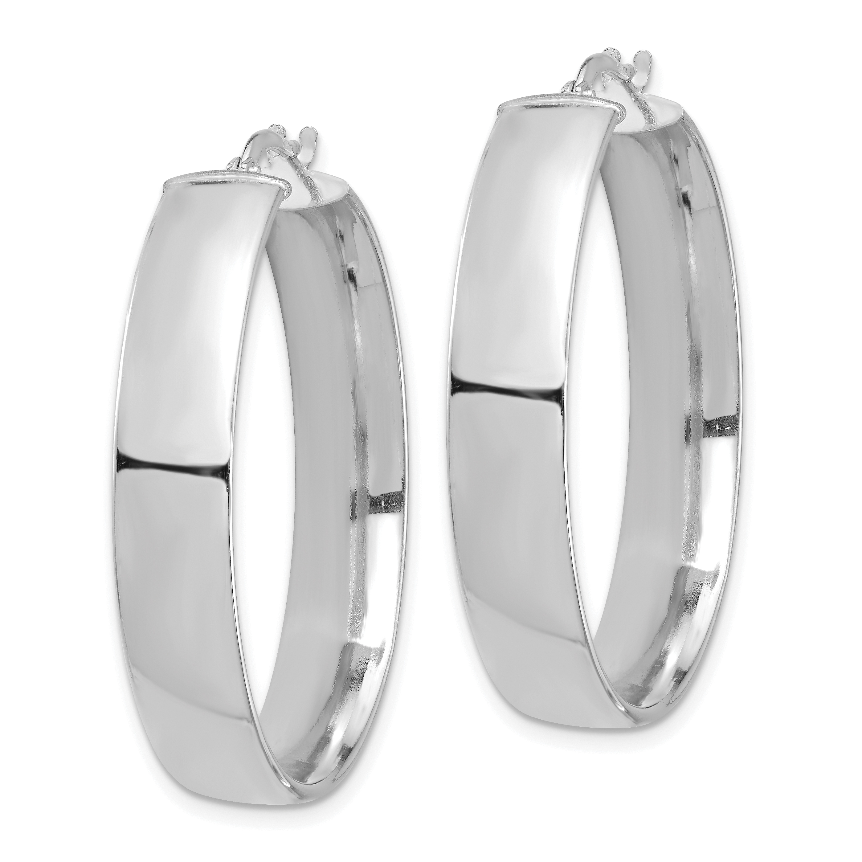  14 mm 14k White Gold 7mm Gold Tube Hoop Earrings  Unknown Friendly Weight 14K white gold - view 13