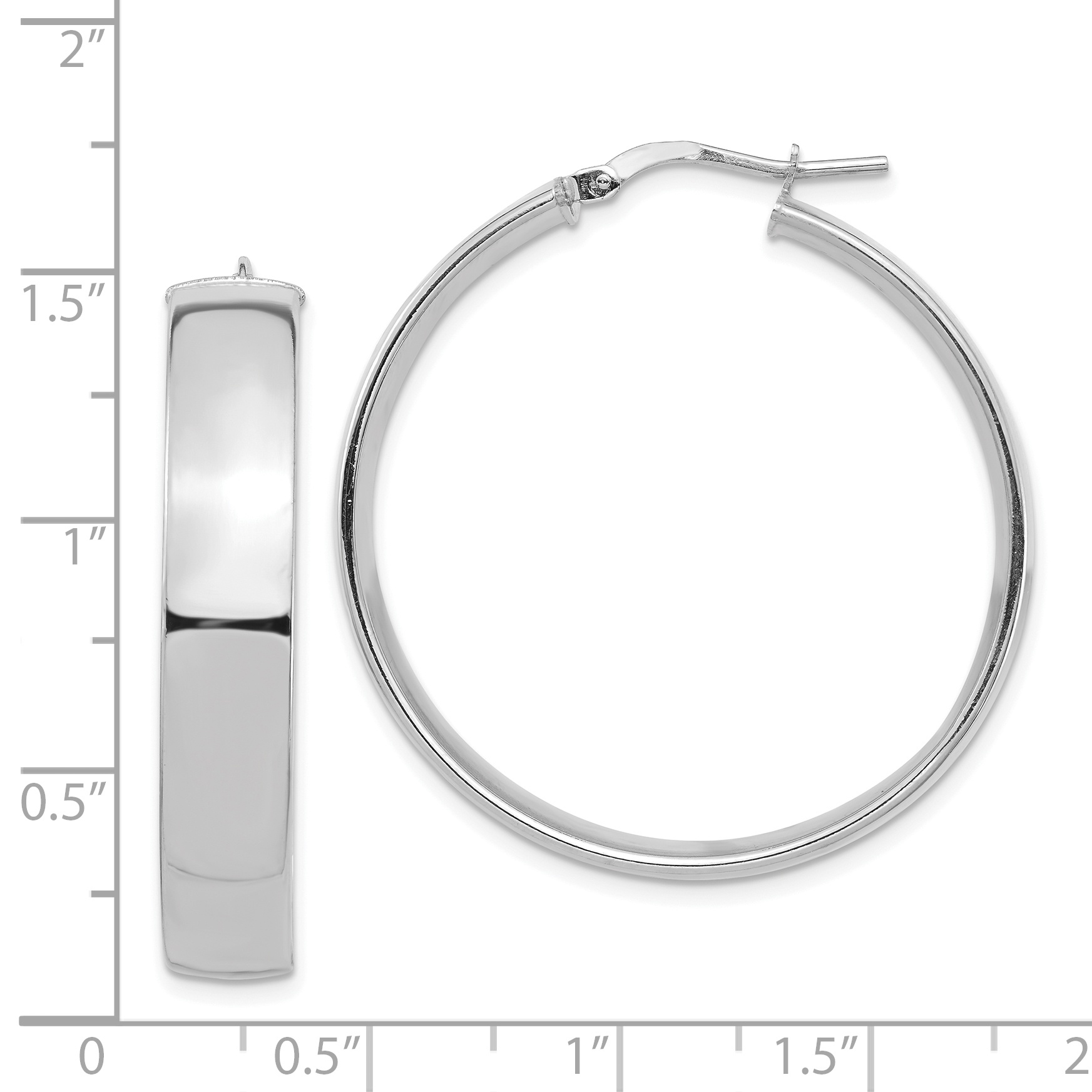  14 mm 14k White Gold 7mm Gold Tube Hoop Earrings  Unknown Friendly Weight 14K white gold - view 15