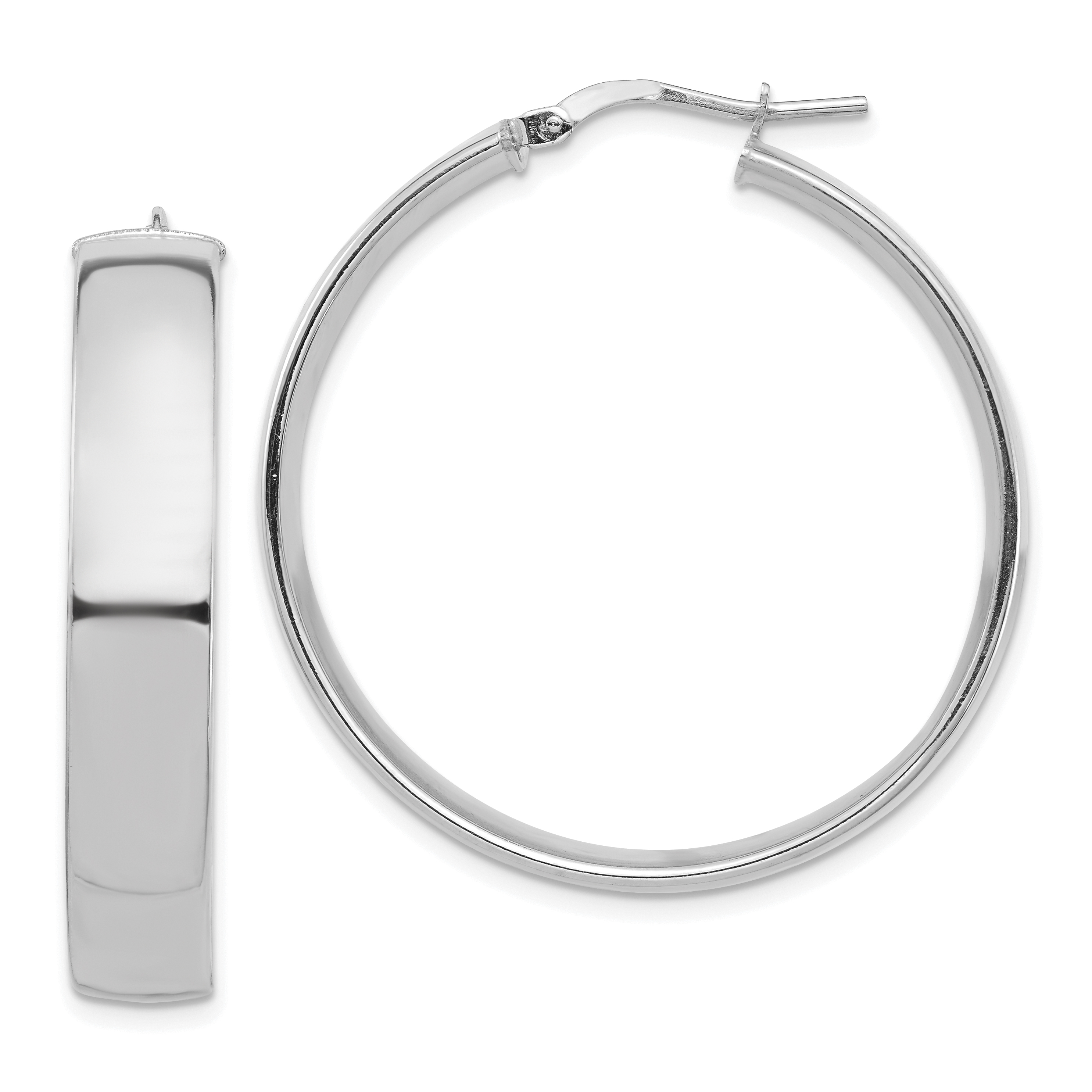  14 mm 14k White Gold 7mm Gold Tube Hoop Earrings  Unknown Friendly Weight 14K white gold - view 16