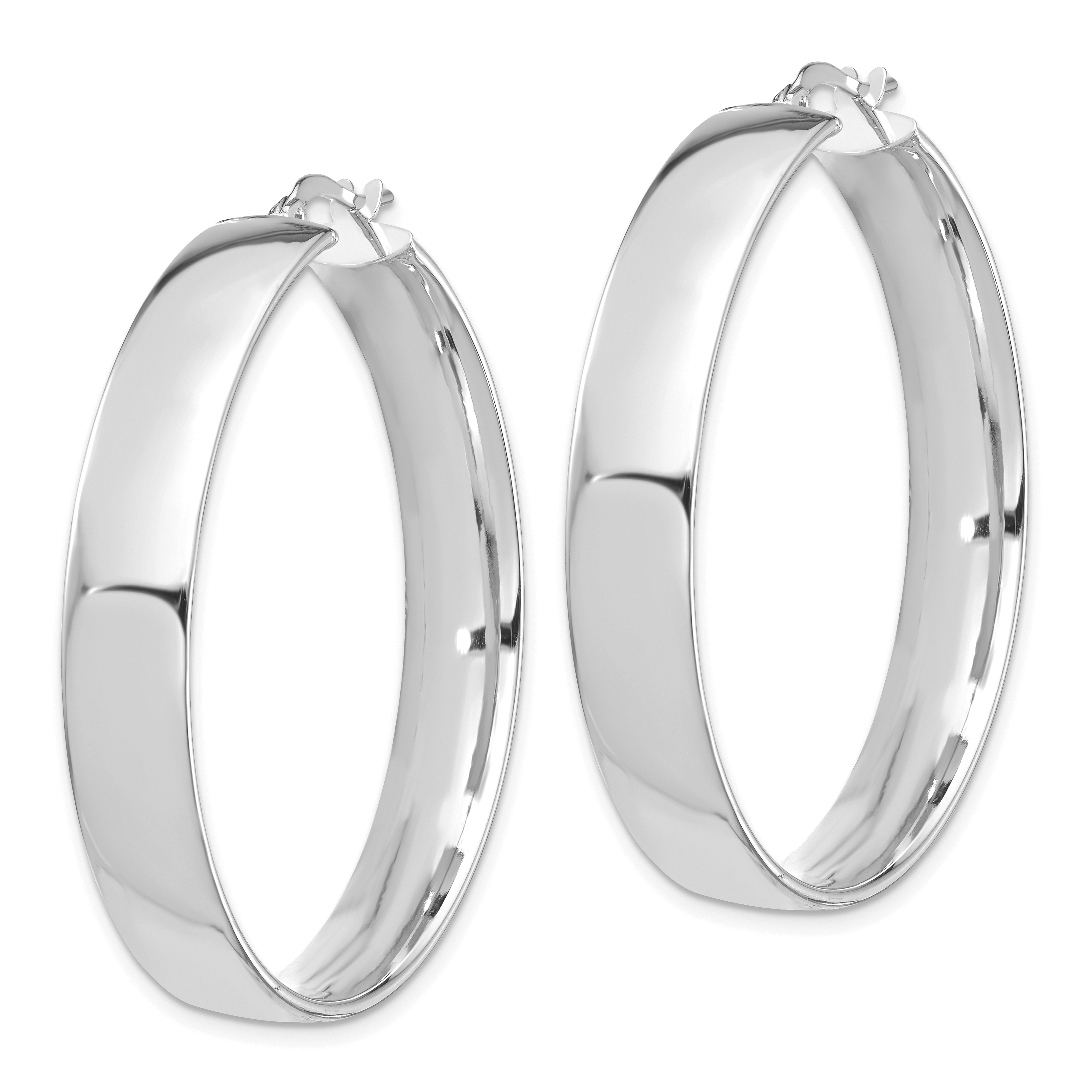  14 mm 14k White Gold 7mm Gold Tube Hoop Earrings  Unknown Friendly Weight 14K white gold - view 17