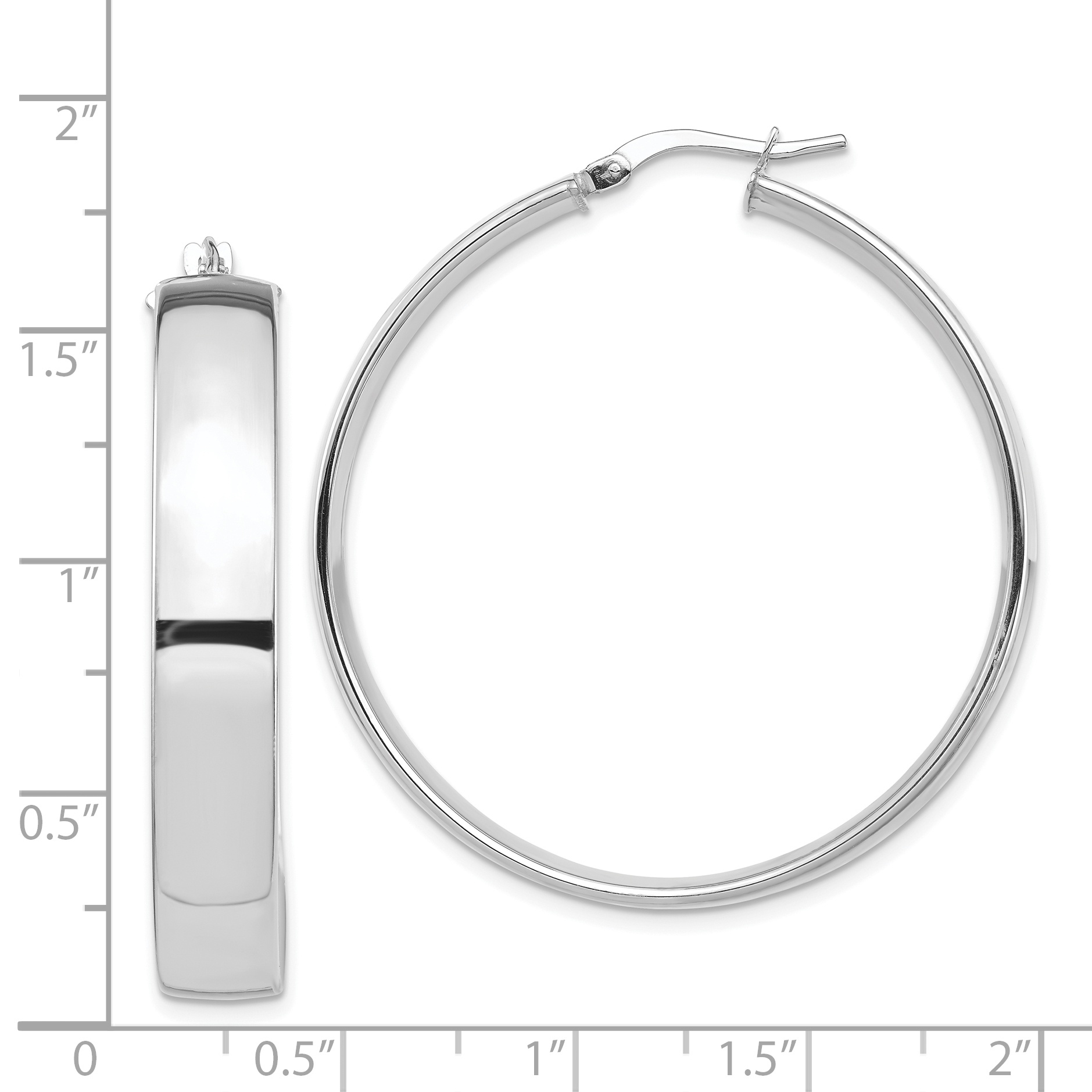 14 mm 14k White Gold 7mm Gold Tube Hoop Earrings  Unknown Friendly Weight 14K white gold - view 19
