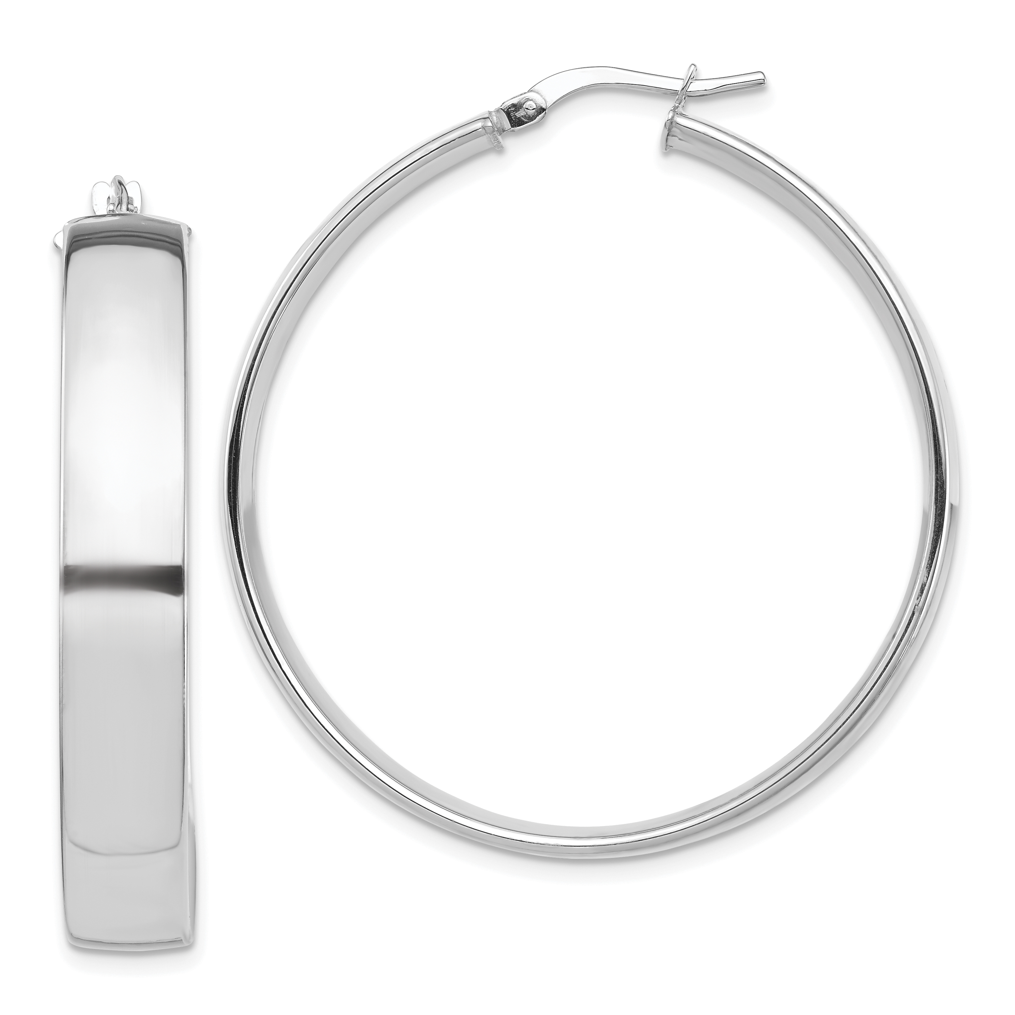  14 mm 14k White Gold 7mm Gold Tube Hoop Earrings  Unknown Friendly Weight 14K white gold - view 20