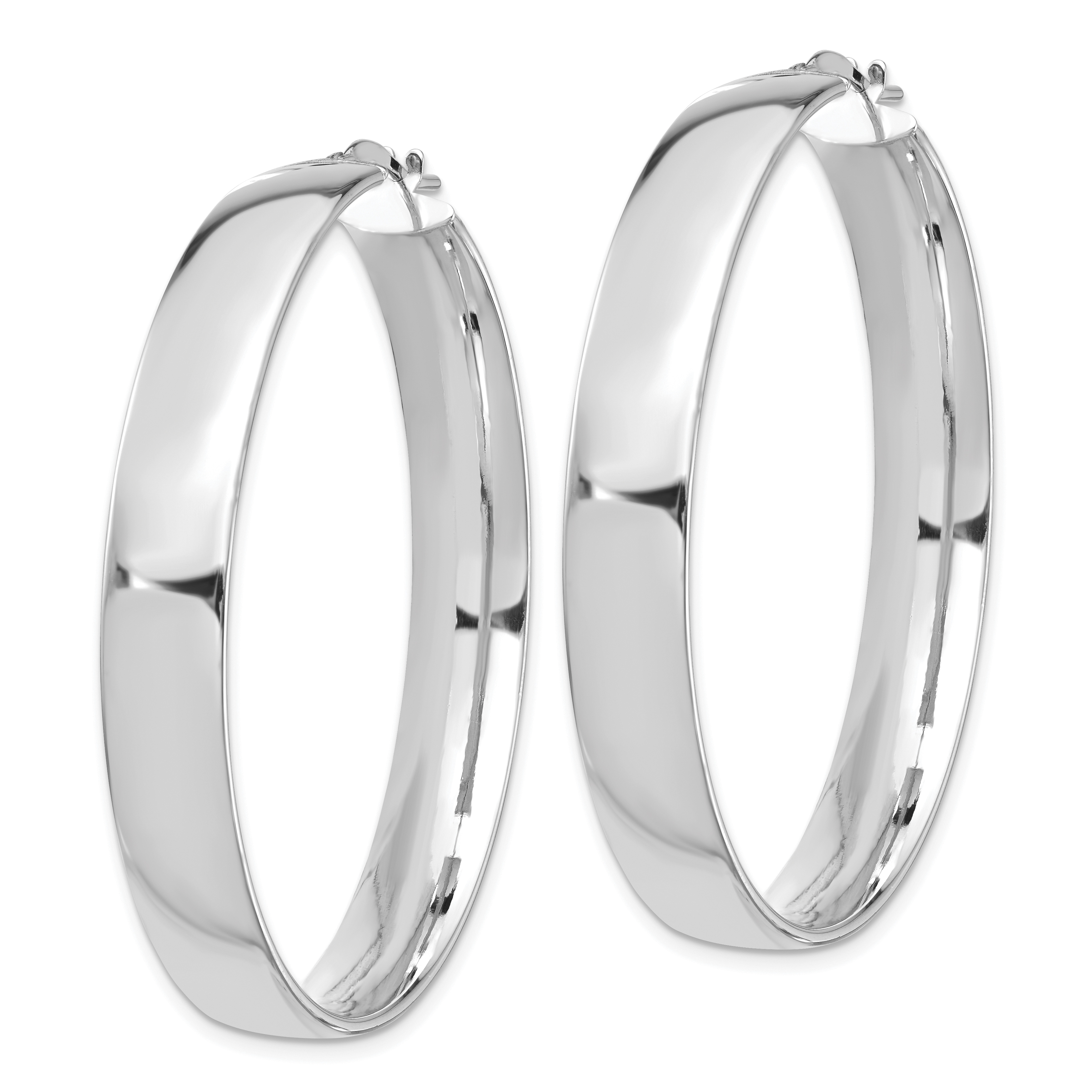  14 mm 14k White Gold 7mm Gold Tube Hoop Earrings  Unknown Friendly Weight 14K white gold - view 21