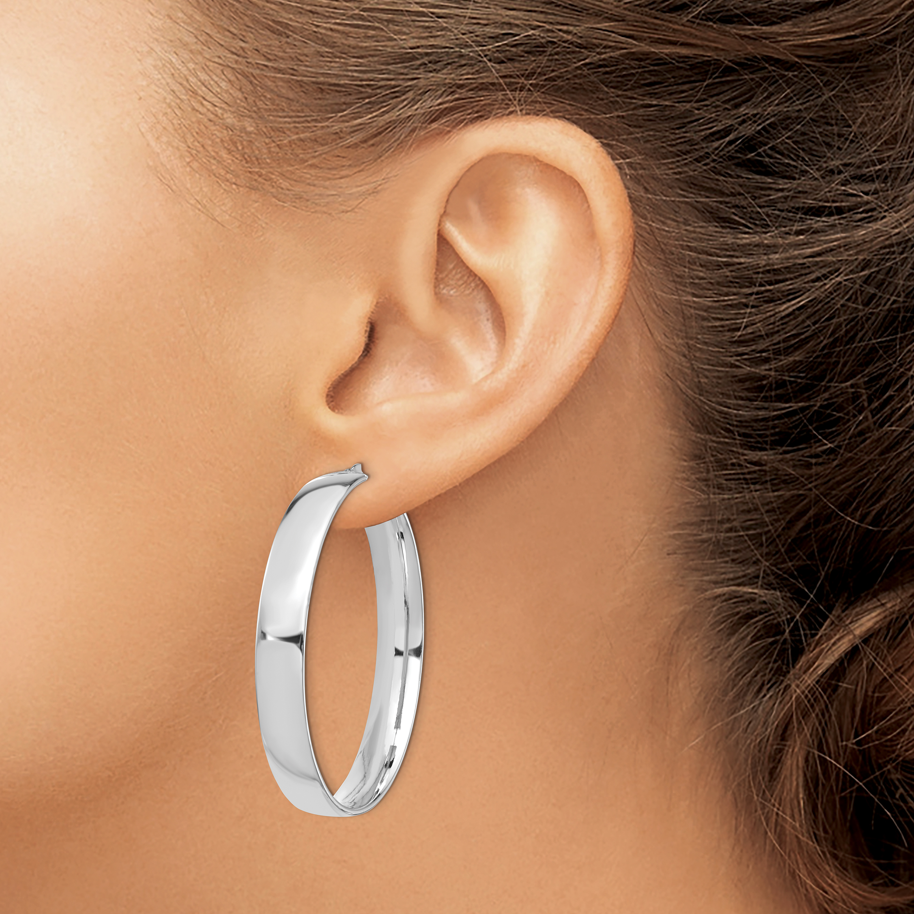  14 mm 14k White Gold 7mm Gold Tube Hoop Earrings  Unknown Friendly Weight 14K white gold - view 22