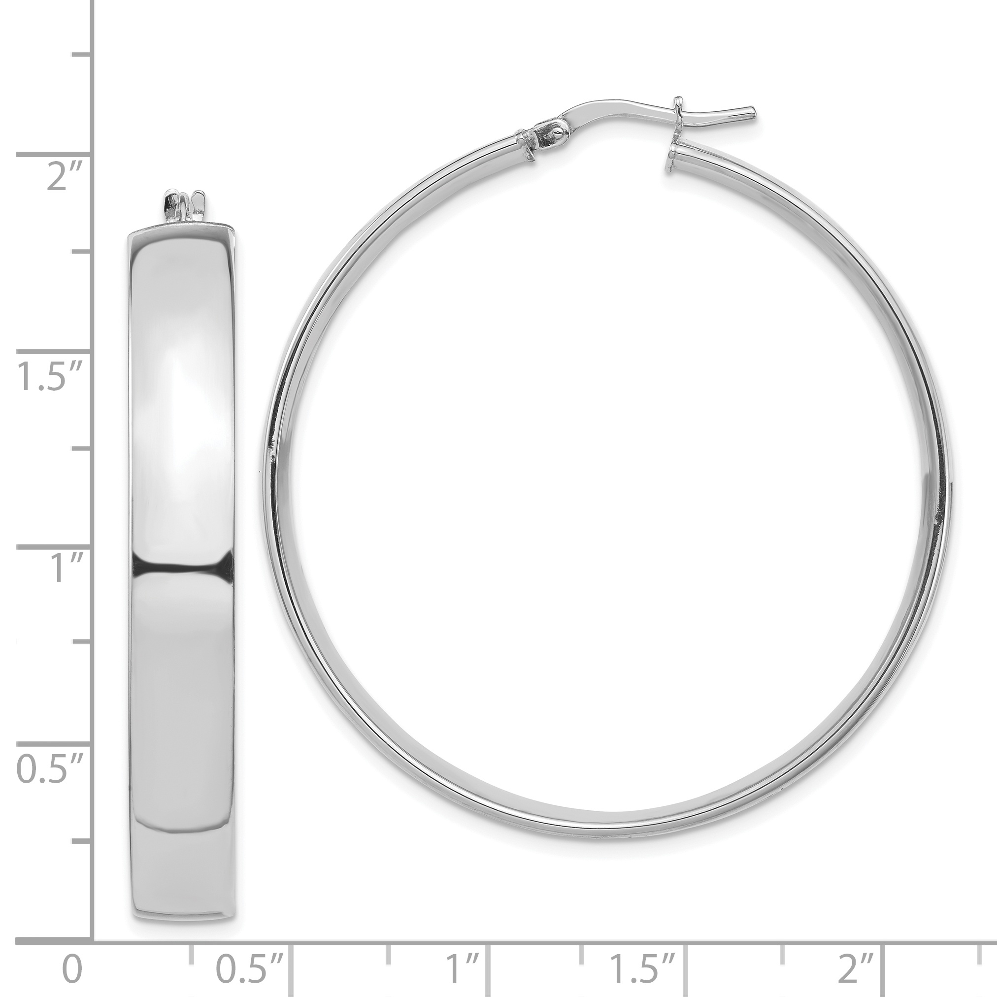  14 mm 14k White Gold 7mm Gold Tube Hoop Earrings  Unknown Friendly Weight 14K white gold - view 23