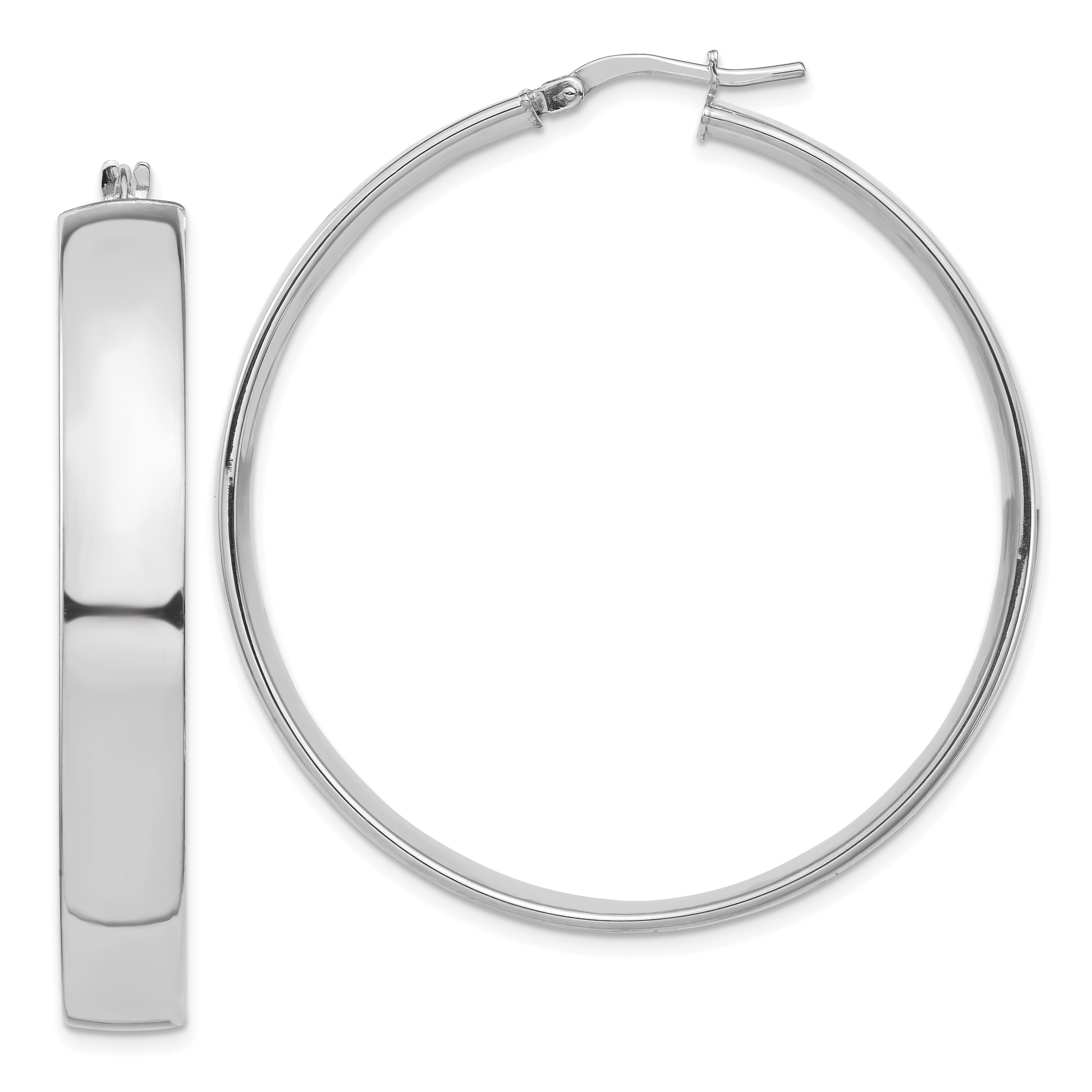  14 mm 14k White Gold 7mm Gold Tube Hoop Earrings  Unknown Friendly Weight 14K white gold - view 24