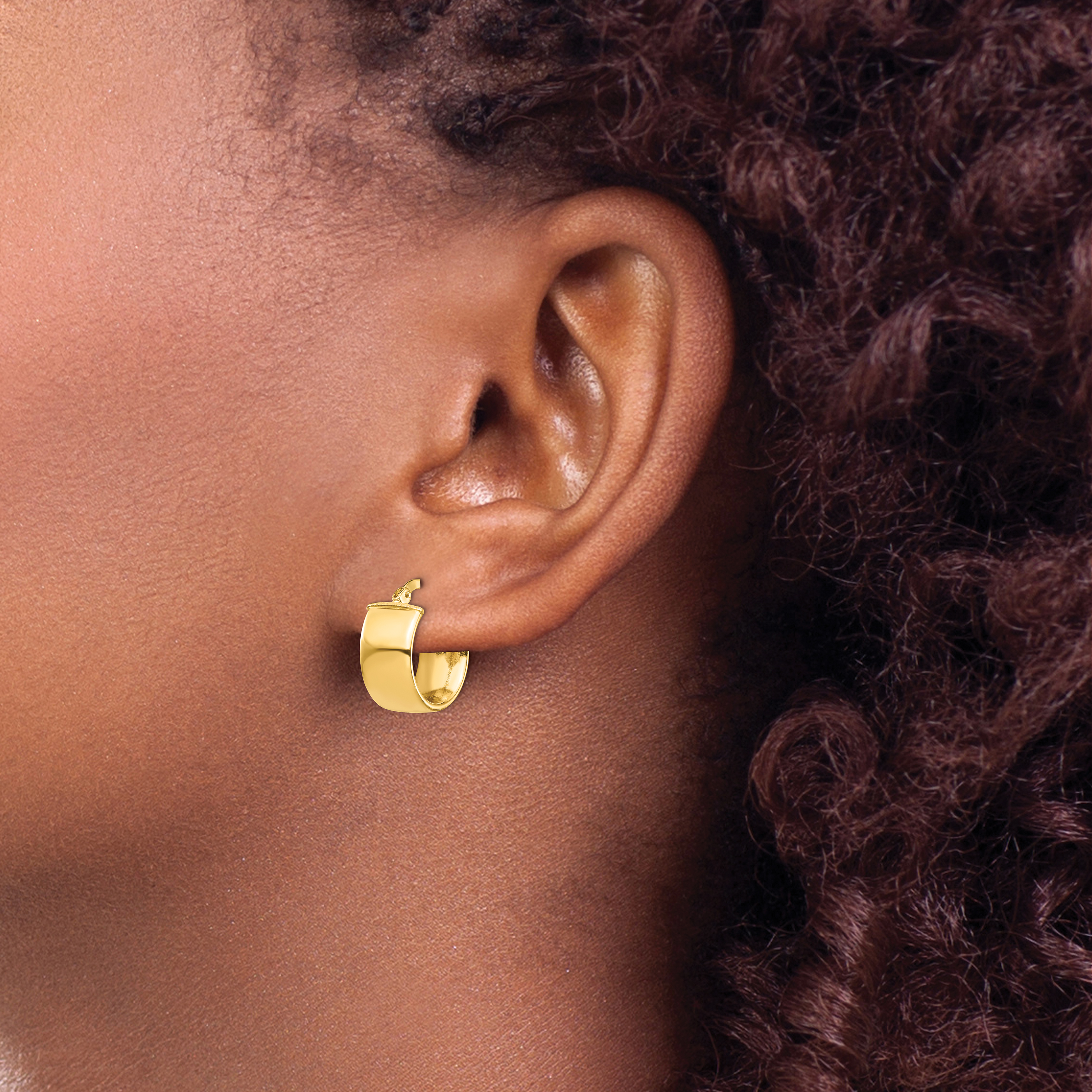 14 mm 14k Yellow Gold 7mm Gold Tube Hoop Earrings  Unknown Friendly Weight 14K yellow gold - view 3