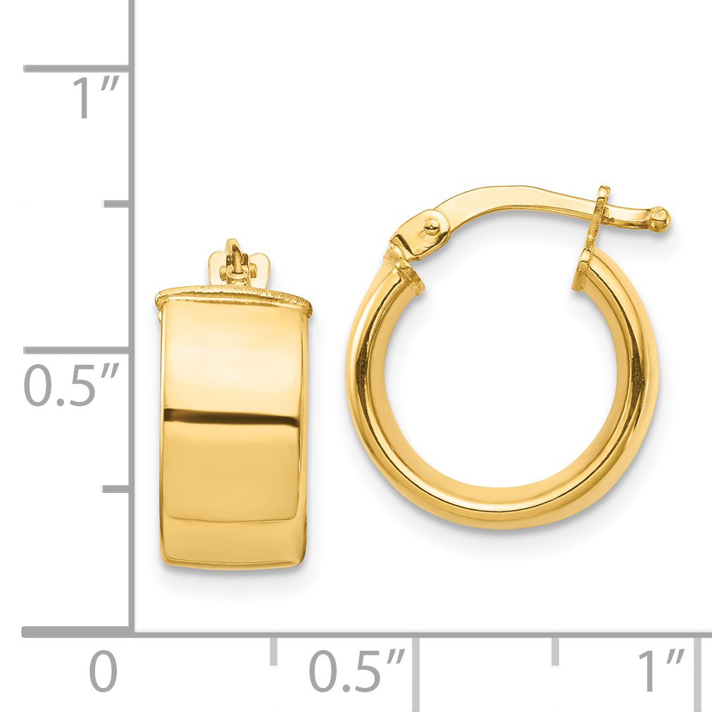  14 mm 14k Yellow Gold 7mm Gold Tube Hoop Earrings  Unknown Friendly Weight 14K yellow gold - view 4