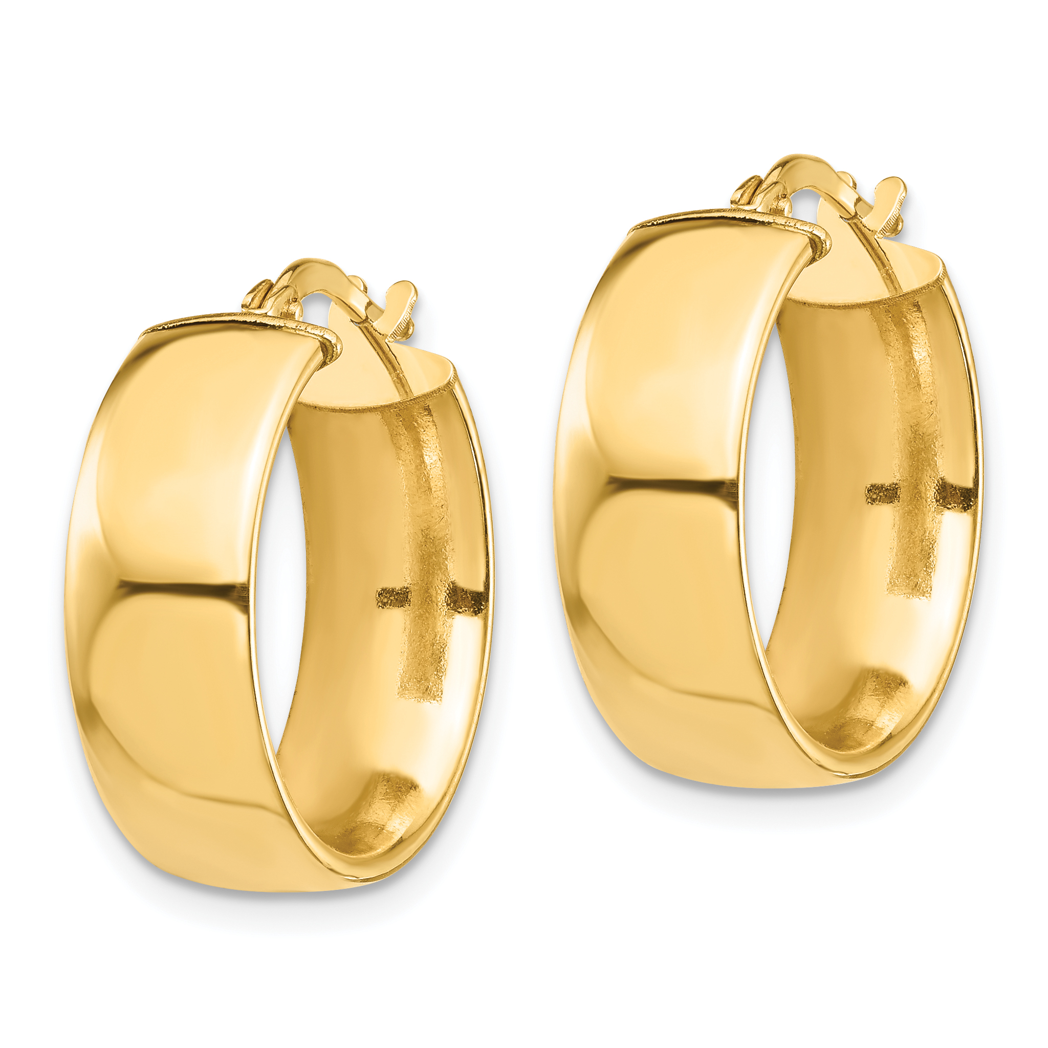  14 mm 14k Yellow Gold 7mm Gold Tube Hoop Earrings  Unknown Friendly Weight 14K yellow gold - view 5