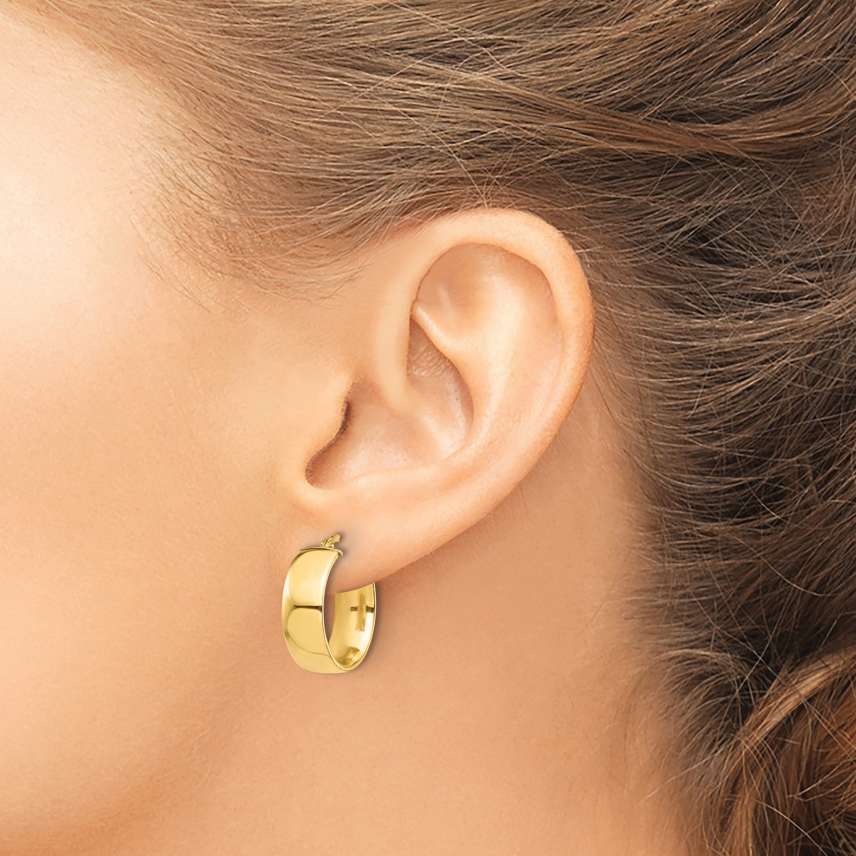  14 mm 14k Yellow Gold 7mm Gold Tube Hoop Earrings  Unknown Friendly Weight 14K yellow gold - view 6