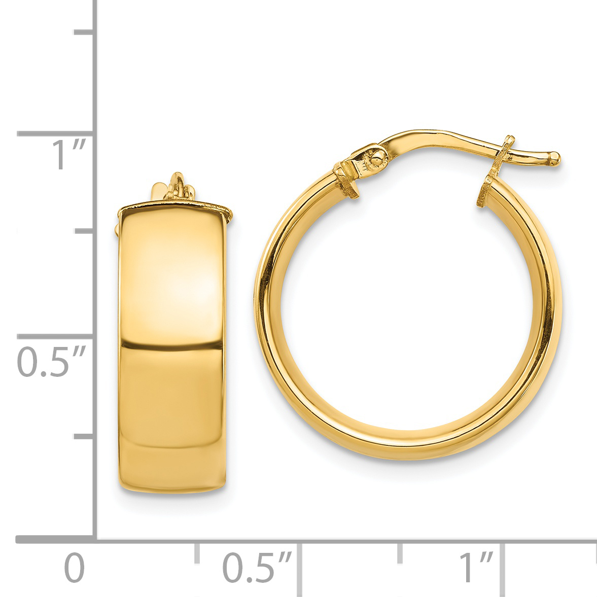  14 mm 14k Yellow Gold 7mm Gold Tube Hoop Earrings  Unknown Friendly Weight 14K yellow gold - view 7