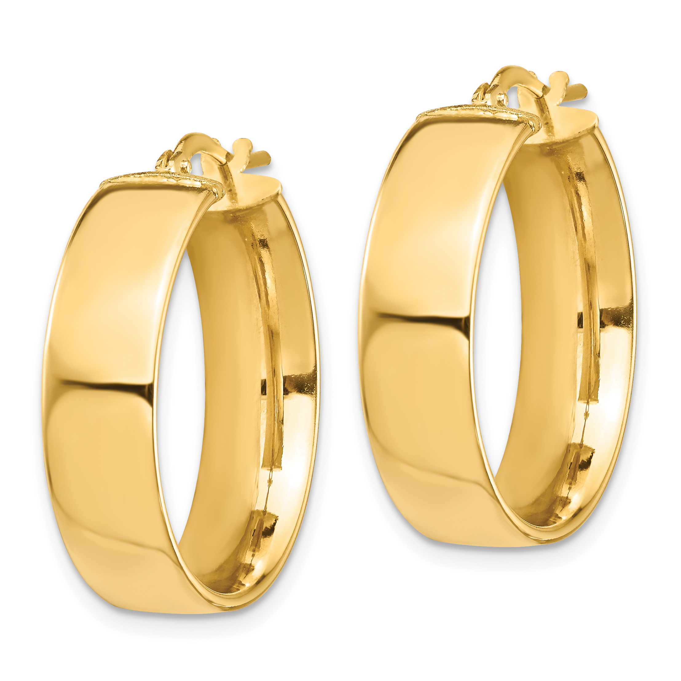  14 mm 14k Yellow Gold 7mm Gold Tube Hoop Earrings  Unknown Friendly Weight 14K yellow gold - view 9