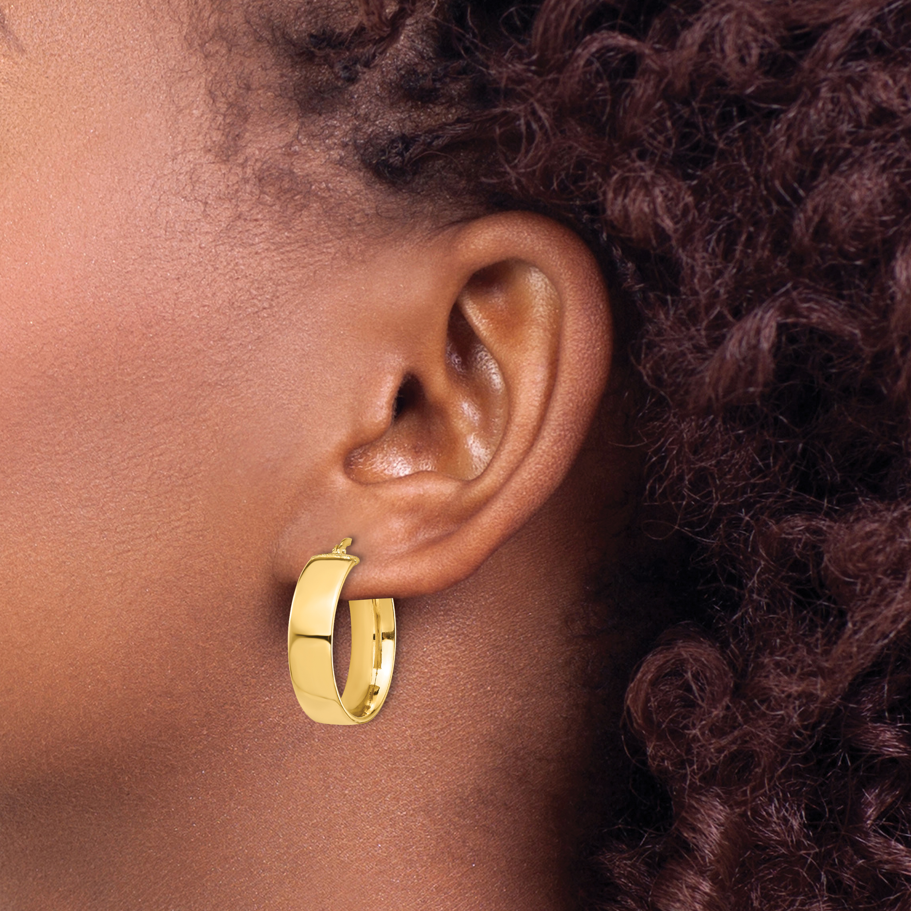  14 mm 14k Yellow Gold 7mm Gold Tube Hoop Earrings  Unknown Friendly Weight 14K yellow gold - view 10