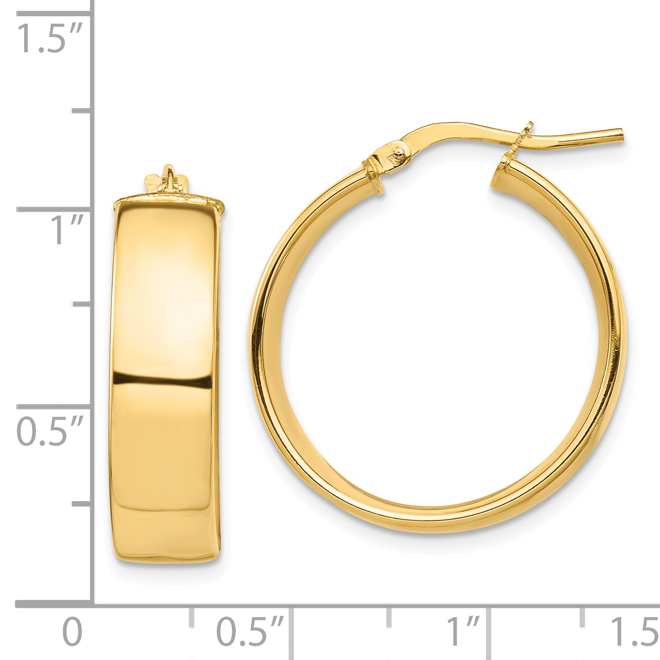  14 mm 14k Yellow Gold 7mm Gold Tube Hoop Earrings  Unknown Friendly Weight 14K yellow gold - view 11