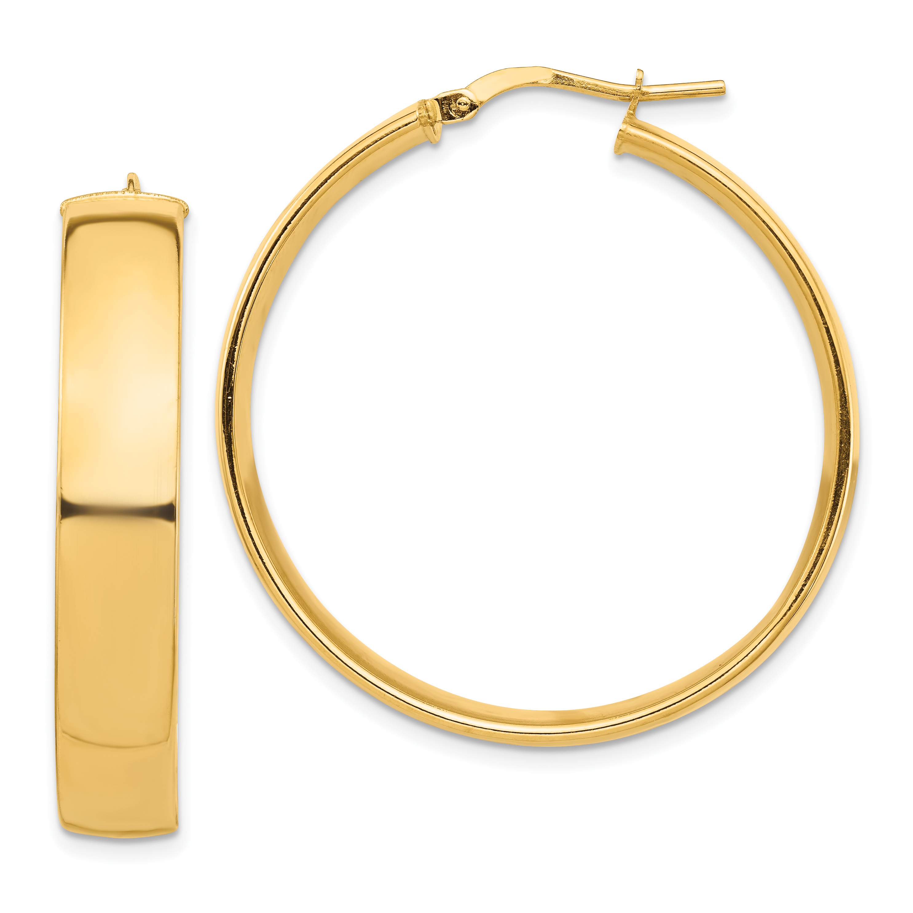  14 mm 14k Yellow Gold 7mm Gold Tube Hoop Earrings  Unknown Friendly Weight 14K yellow gold - view 20