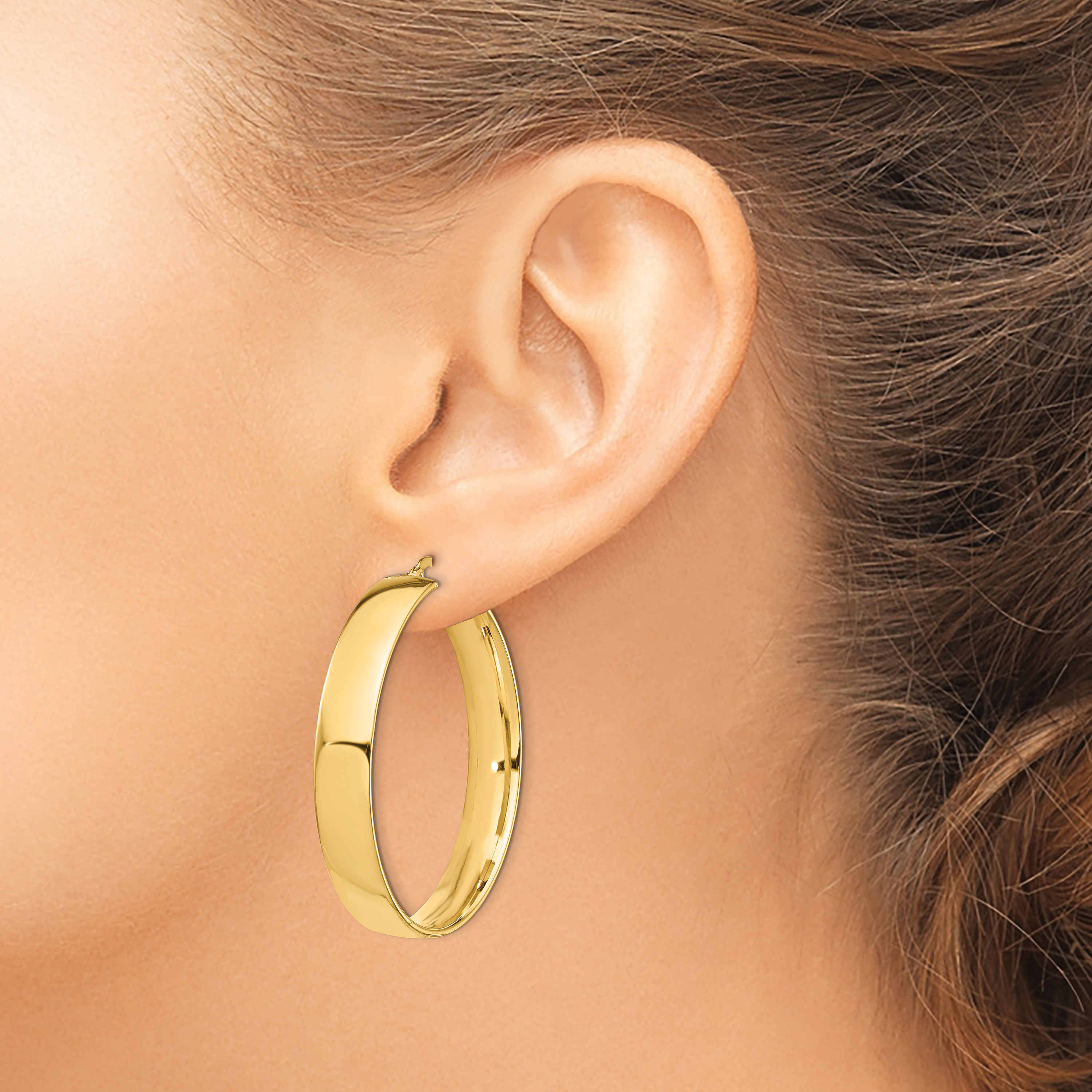  14 mm 14k Yellow Gold 7mm Gold Tube Hoop Earrings  Unknown Friendly Weight 14K yellow gold - view 22