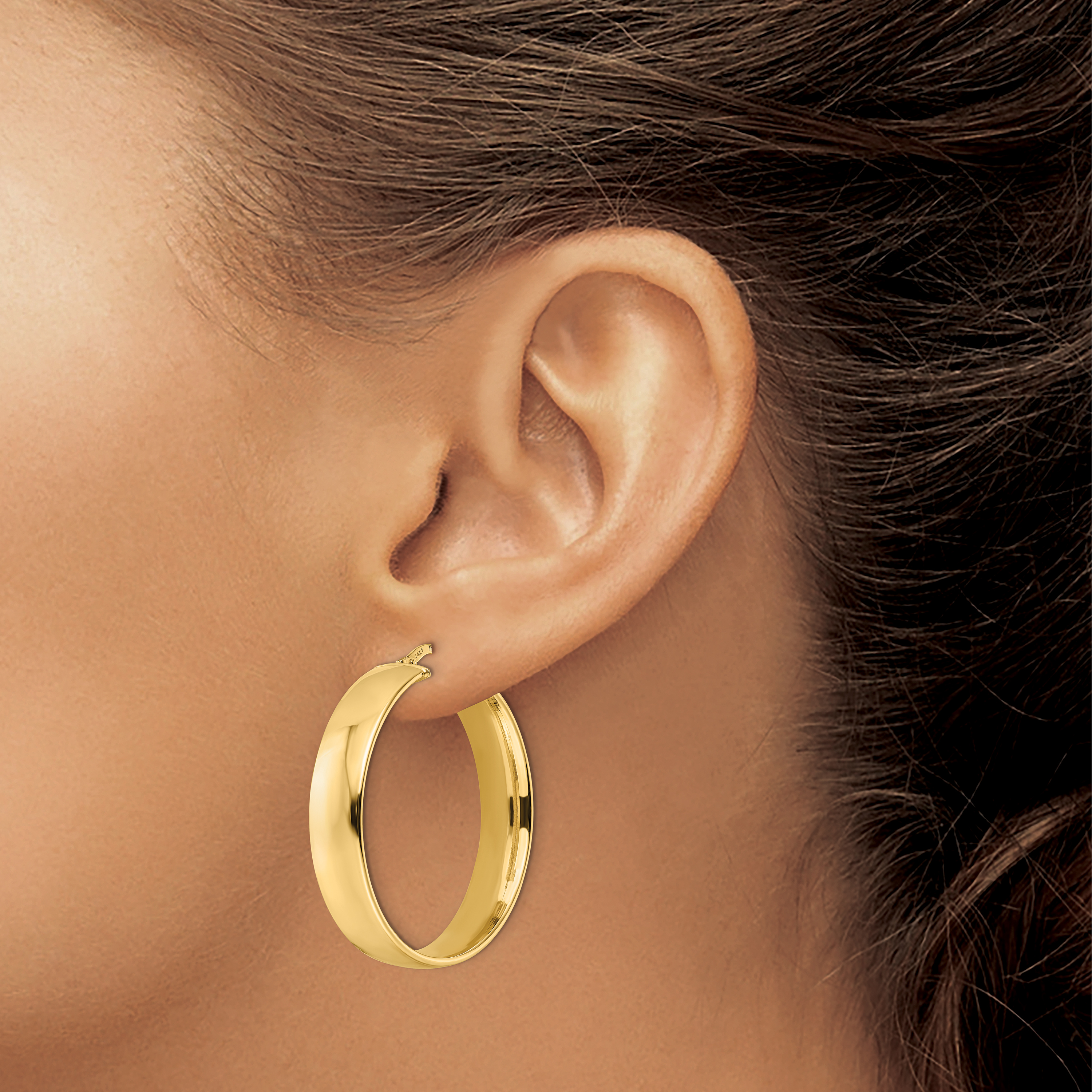  14 mm 14k Yellow Gold 7mm Gold Tube Hoop Earrings  Unknown Friendly Weight 14K yellow gold - view 14