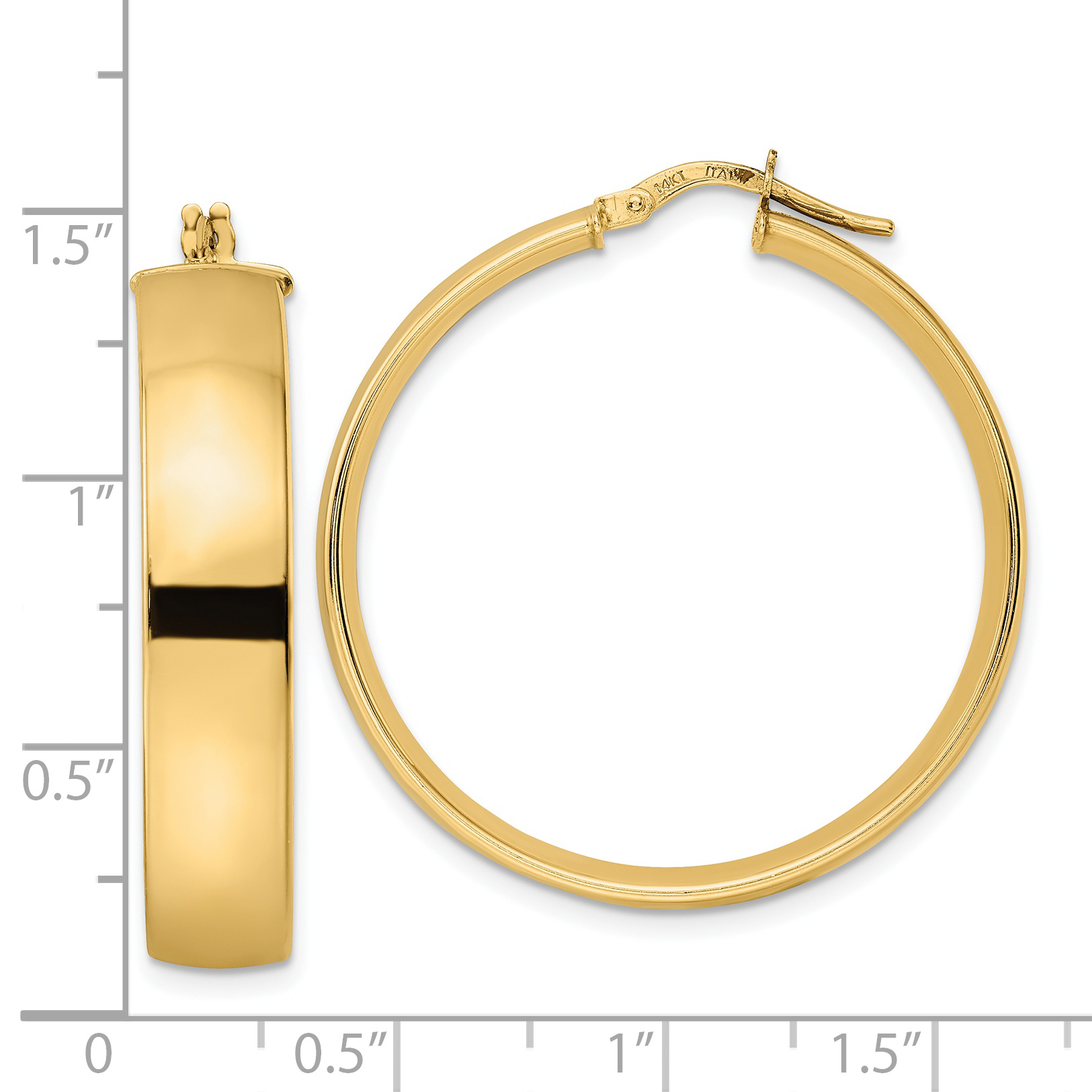  14 mm 14k Yellow Gold 7mm Gold Tube Hoop Earrings  Unknown Friendly Weight 14K yellow gold - view 15