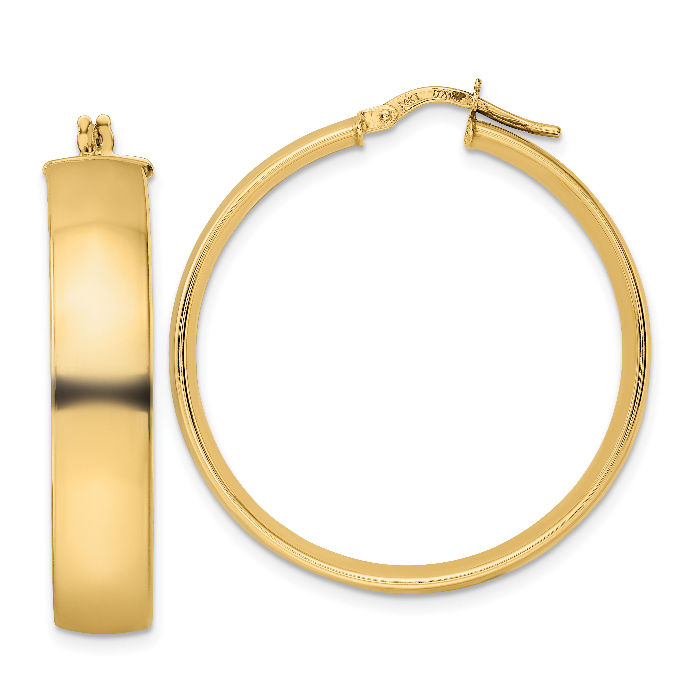  14 mm 14k Yellow Gold 7mm Gold Tube Hoop Earrings  Unknown Friendly Weight 14K yellow gold - view 16