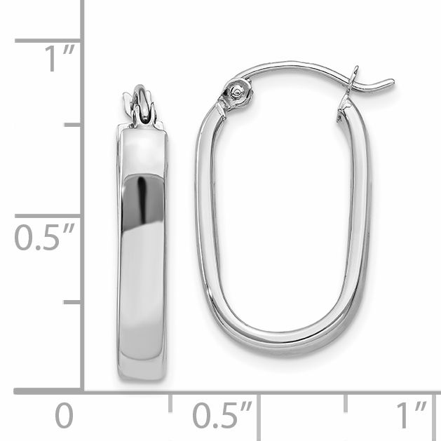  20.25 mm 14k White Gold 3.5mm Gold Polished Oval Hoop Earrings  Unknown Friendly Weight 14K white gold - view 3