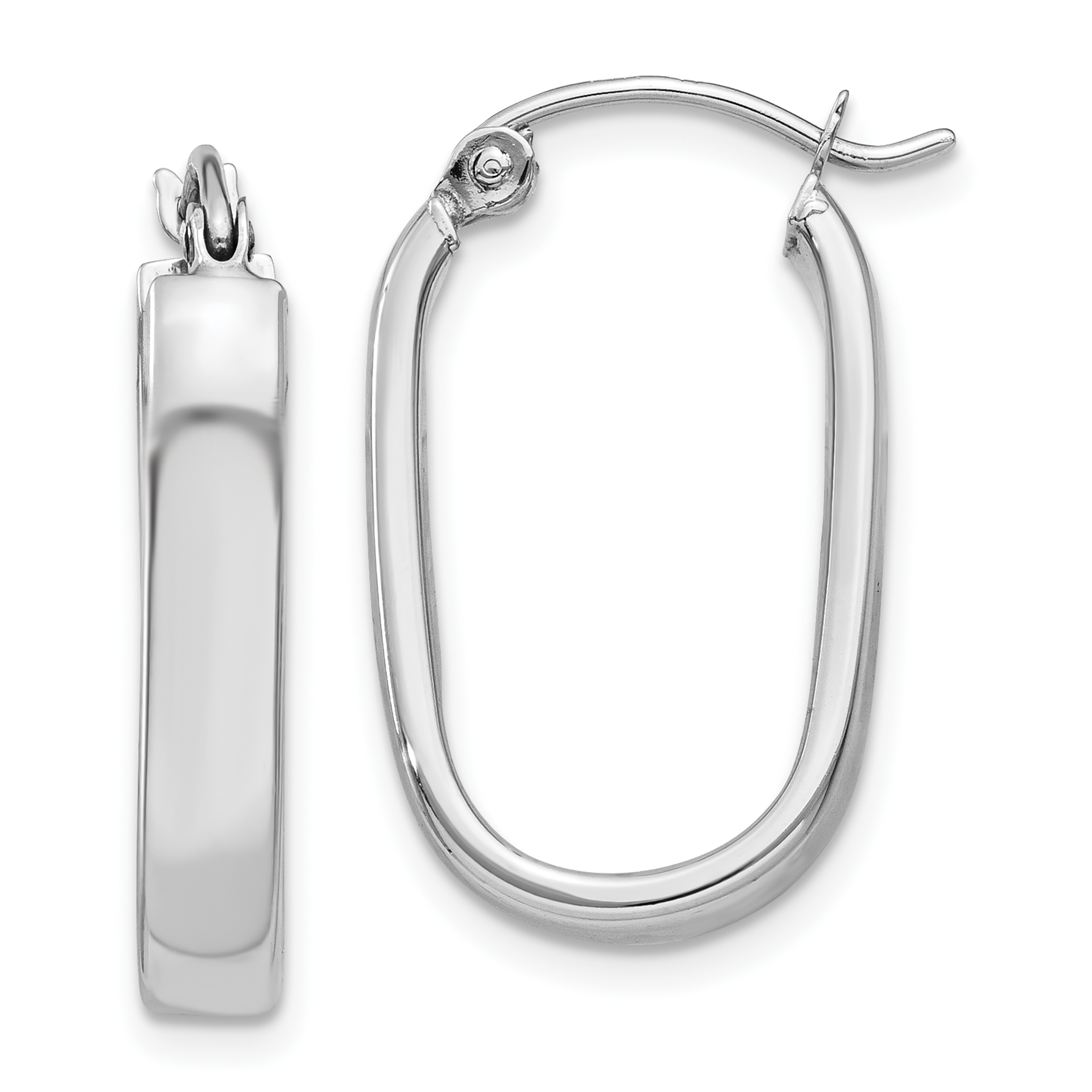  20.25 mm 14k White Gold 3.5mm Gold Polished Oval Hoop Earrings  Unknown Friendly Weight 14K white gold - view 4