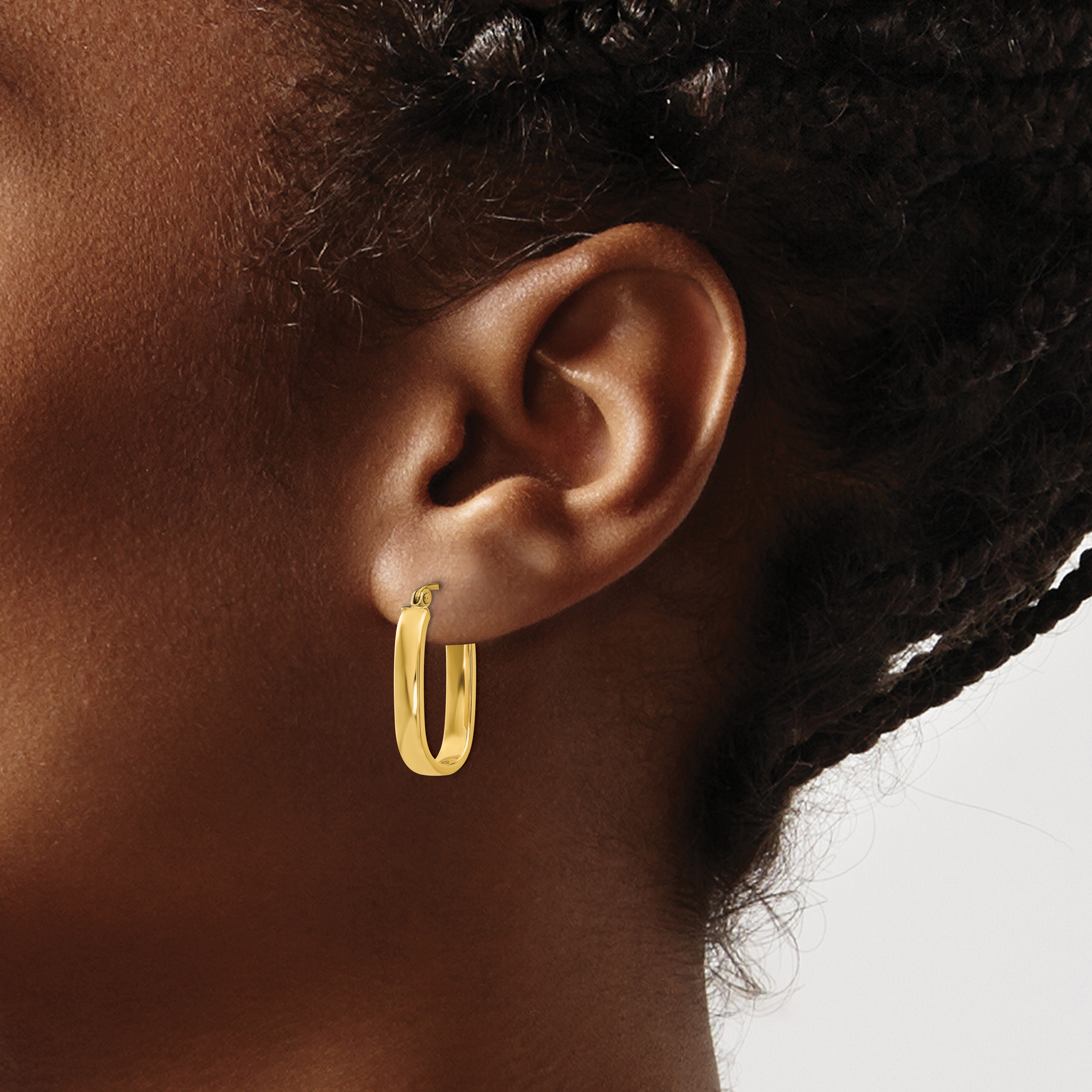  20.25 mm 14k Yellow Gold 3.5mm Gold Polished Oval Hoop Earrings  Unknown Friendly Weight 14K yellow gold - view 2
