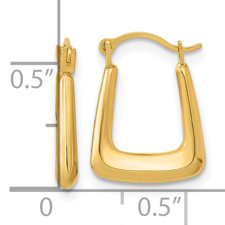  15.25 mm 14k Yellow Gold 2.5mm Gold Knife Edge Square Hoop Earrings  Unknown Friendly Weight 14K yellow gold - view 3