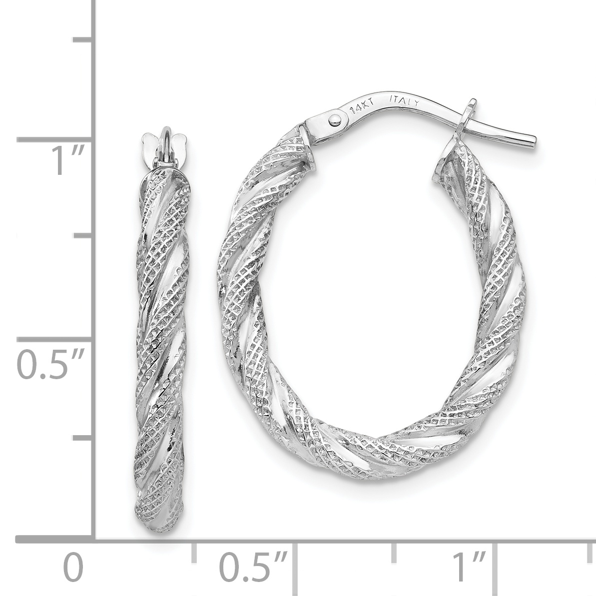  20 mm 14k White Gold 3mm Gold Textured Twisted Hoop Earrings  Unknown Friendly Weight 14K white gold - view 7