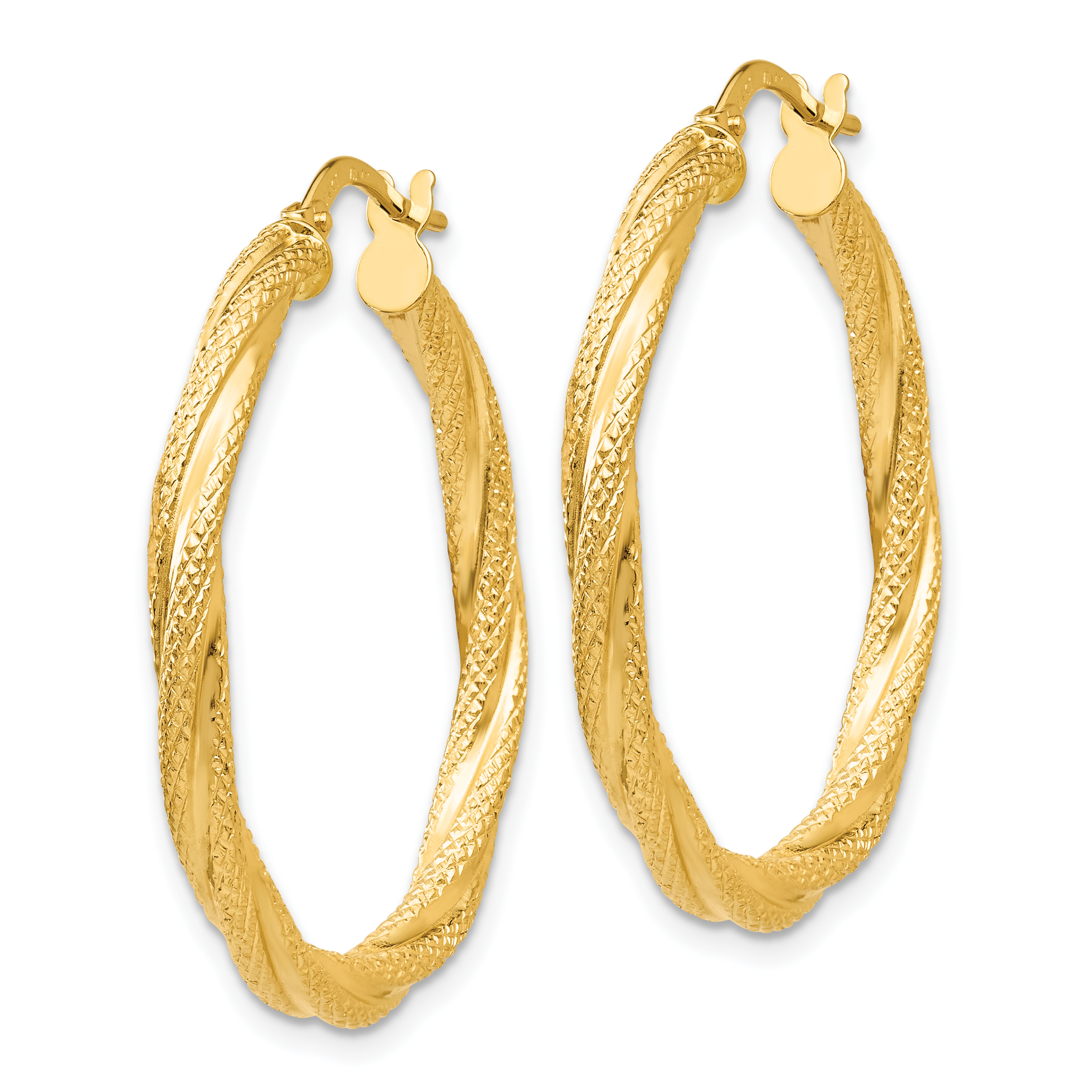  20 mm 14k Yellow Gold 3mm Gold Textured Twisted Hoop Earrings  Unknown Friendly Weight 14K yellow gold - view 9