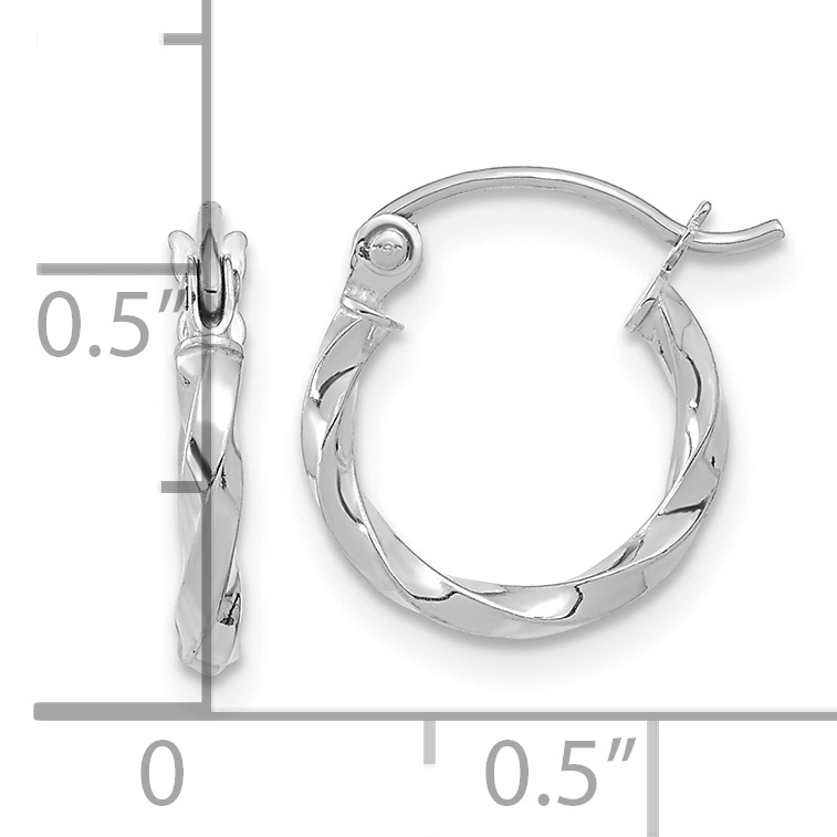  13 mm 10k White Gold 2mm Gold Twisted Tube Hoop Earrings  Unknown Friendly Weight 10K white gold - view 2